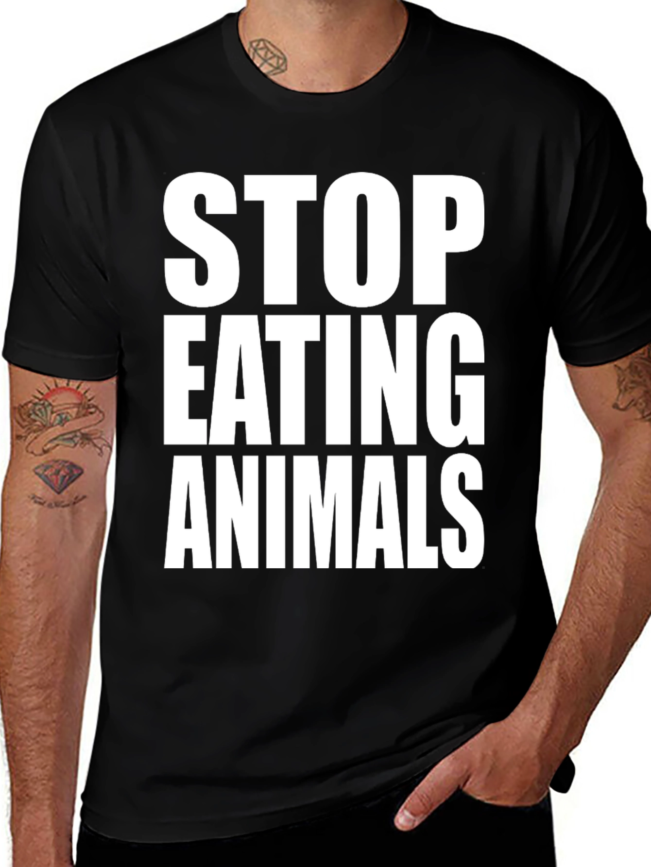 Vegan T-Shirt: Stop Eating Animals - Black