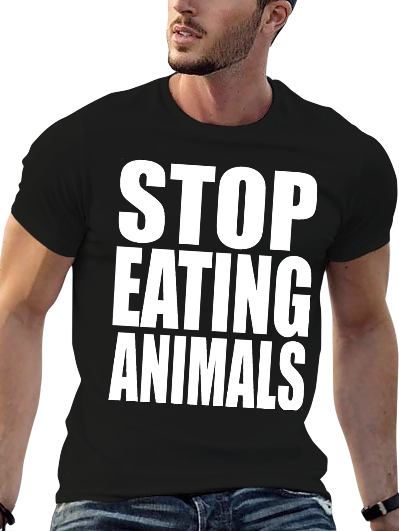 Vegan T-Shirt: Stop Eating Animals - Black