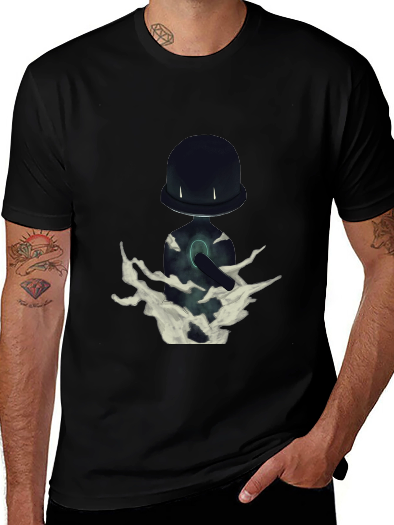Mystery Character Graphic Black T-Shirt