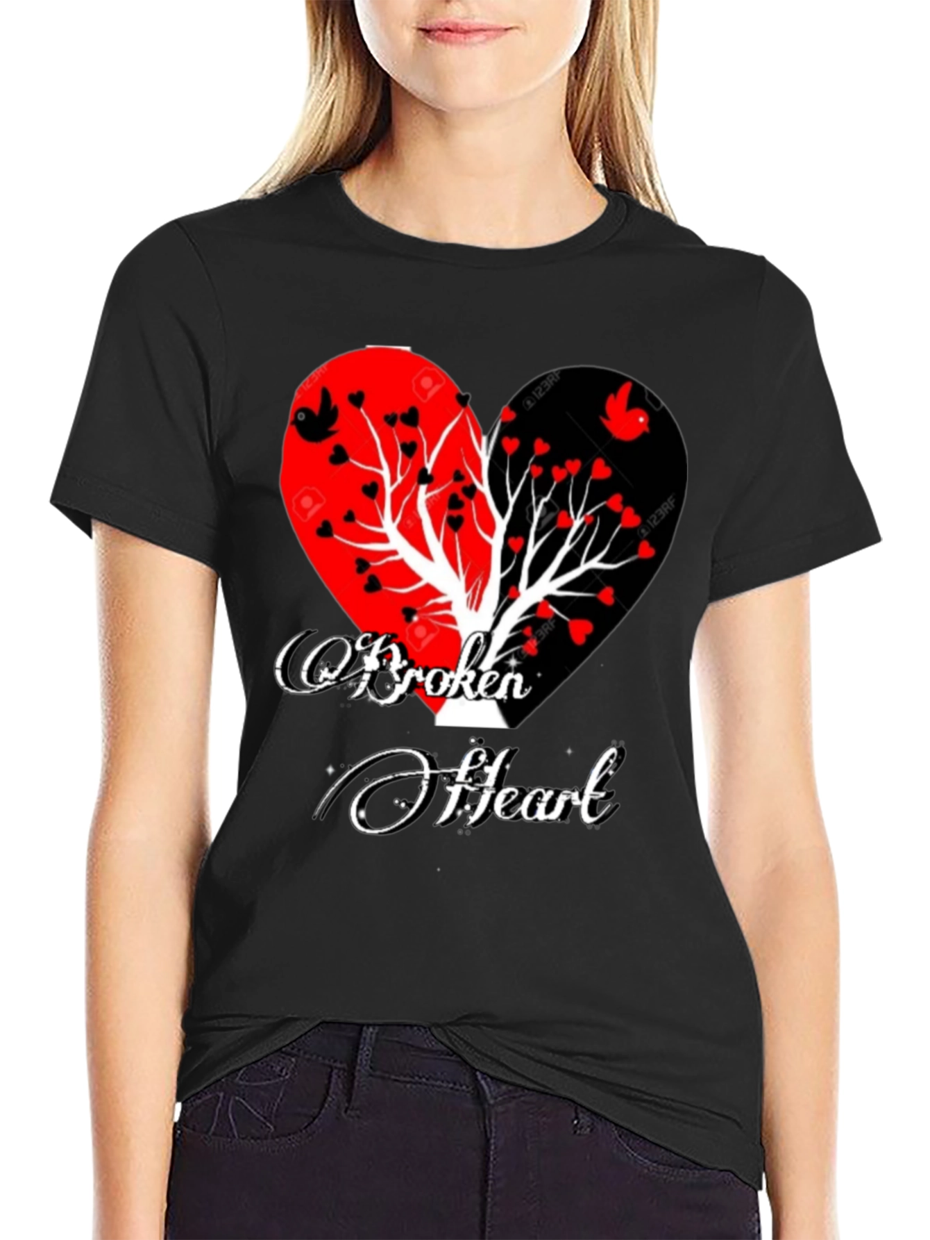Broken Heart Tree Graphic T-Shirt