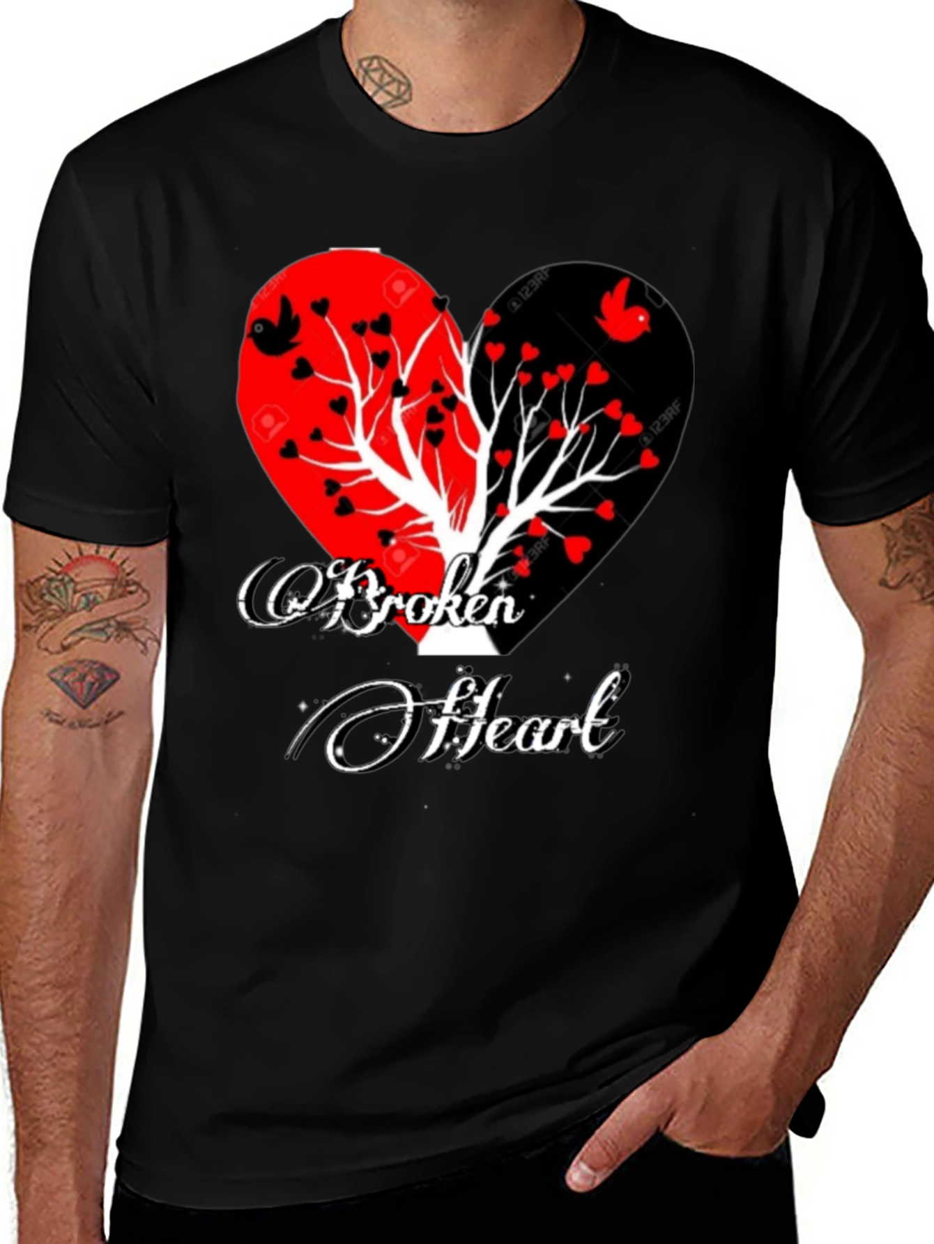 Broken Heart Tree Graphic T-Shirt