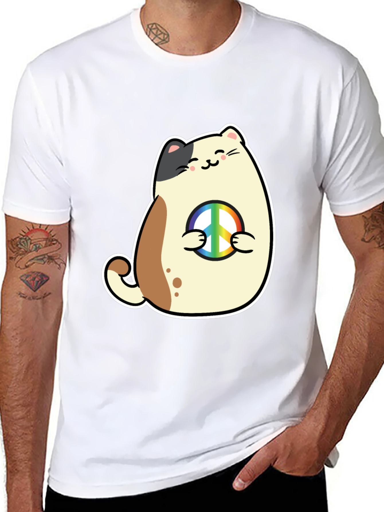 Peace Cat T-Shirt - Cute Graphic Tee
