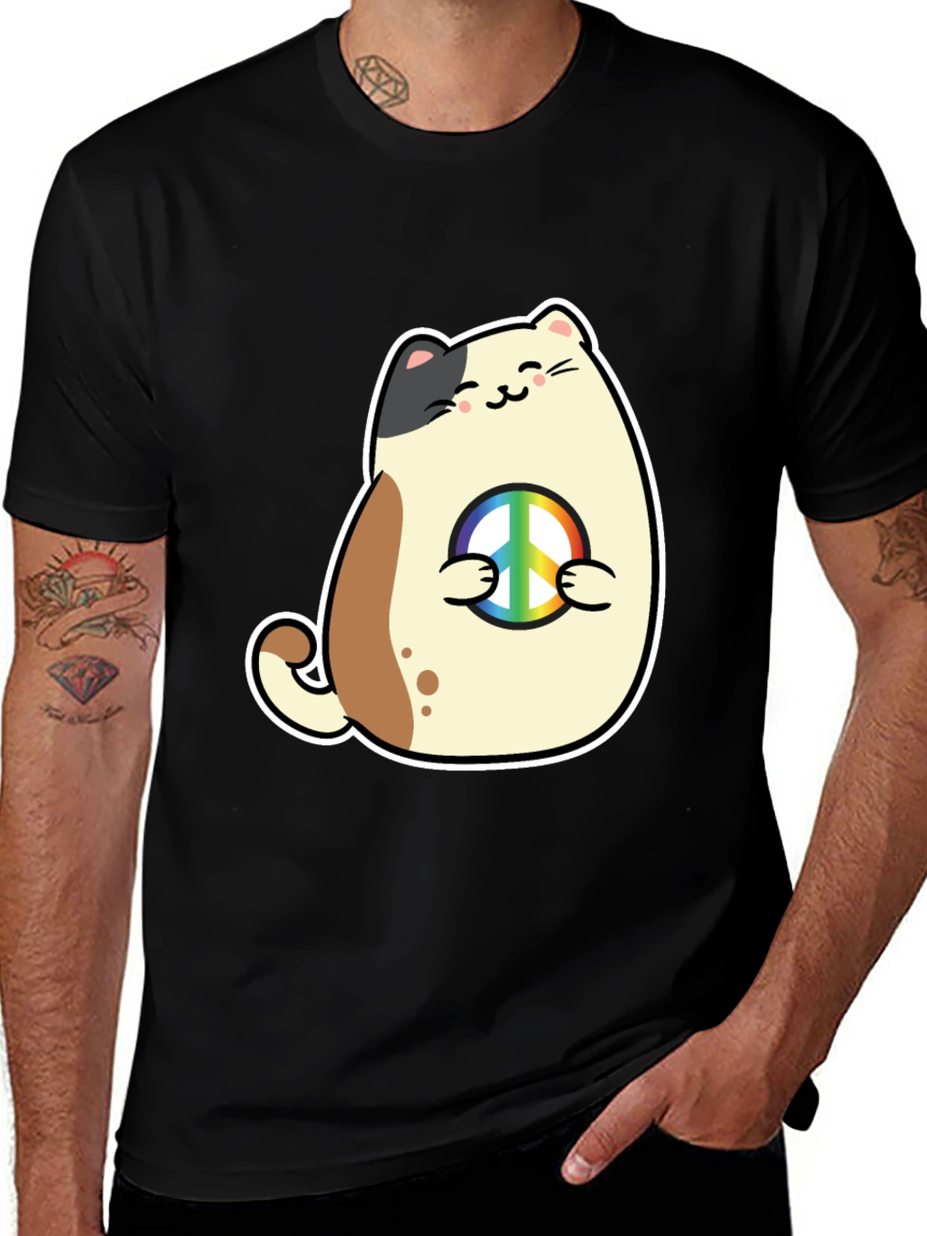 Peace Cat T-Shirt - Cute Graphic Tee