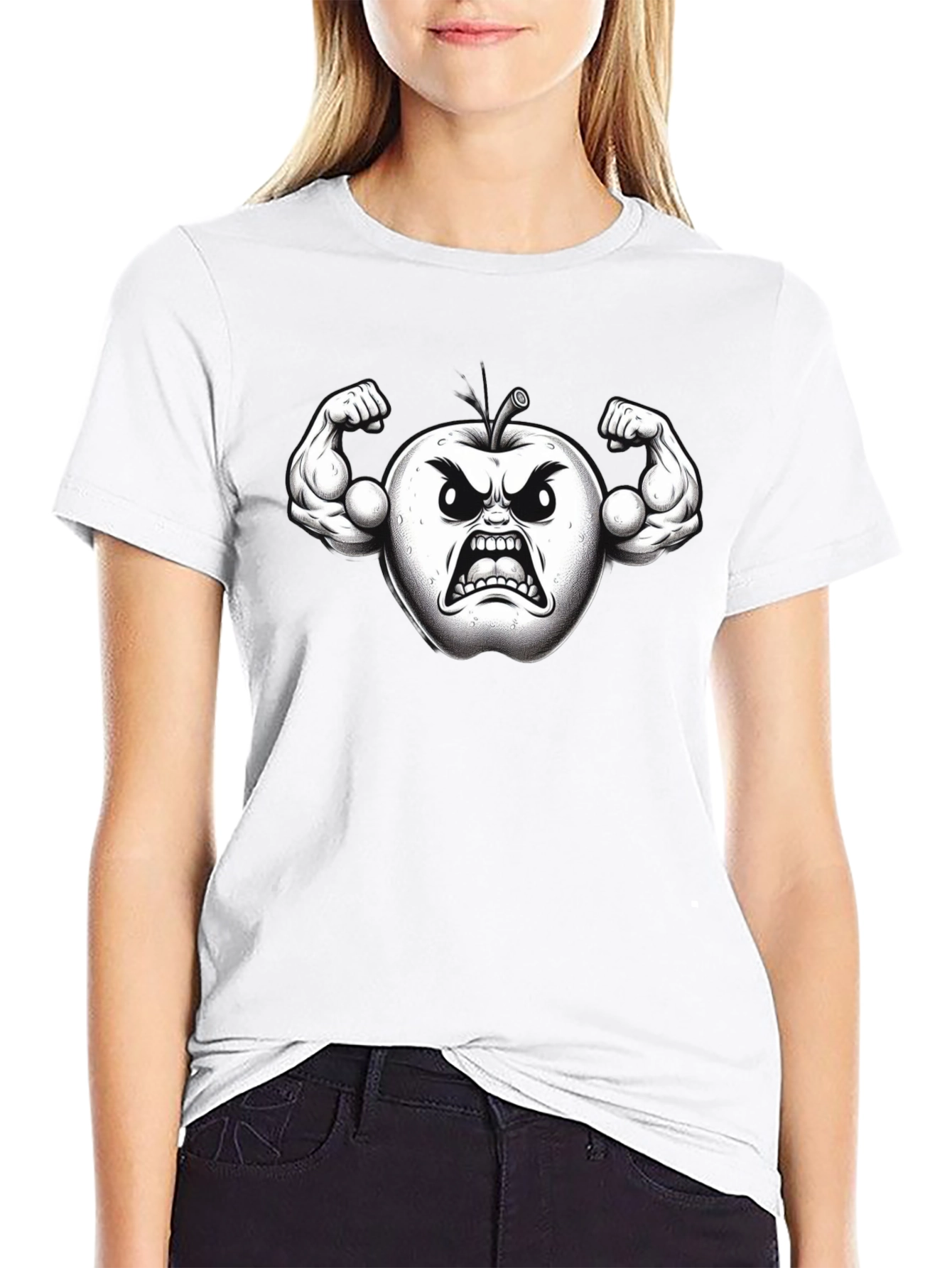 Angry Apple Muscle Shirt - Black Fruit Power