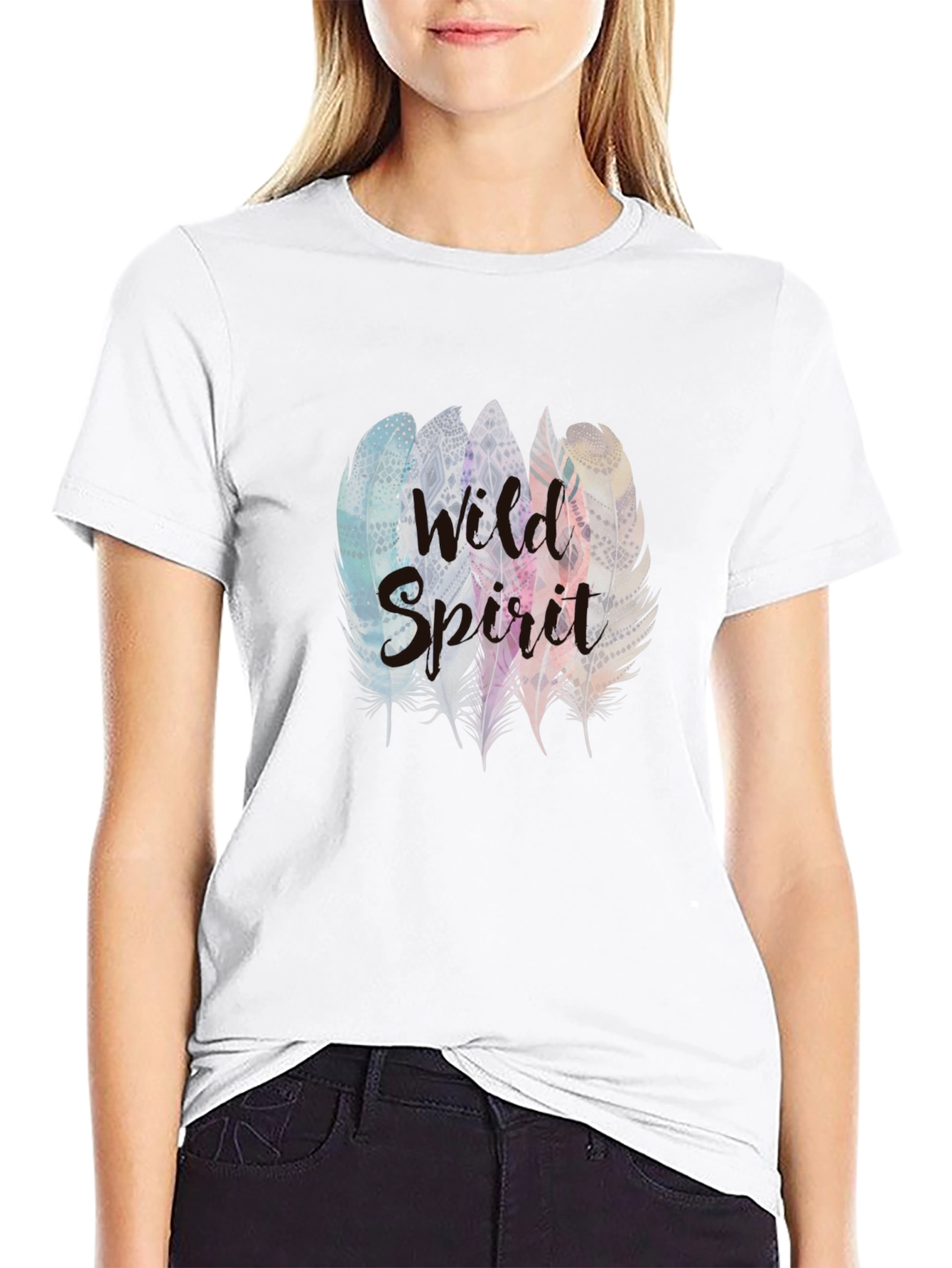 Wild Spirit Feather Graphic Tee - Stylish Comfort