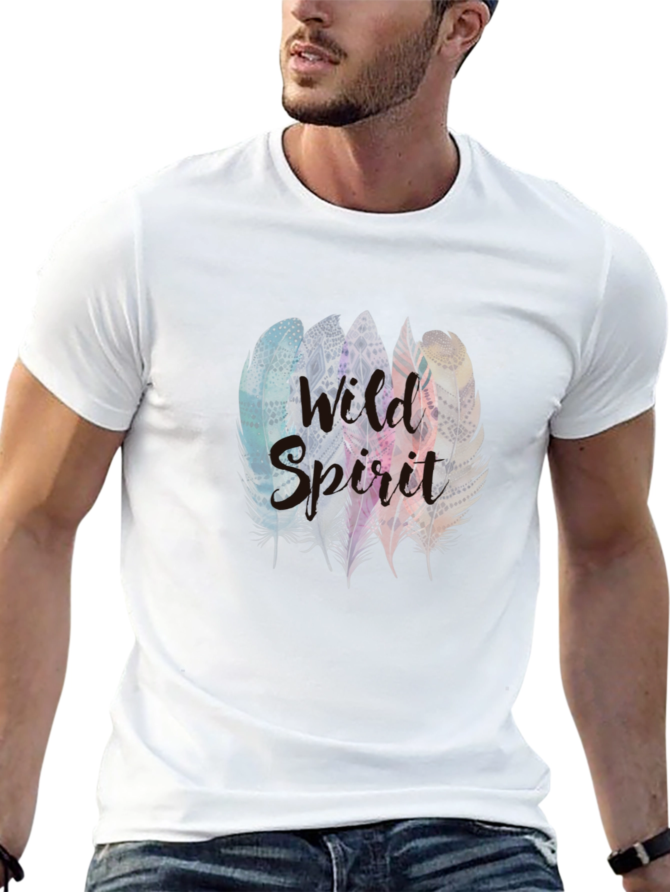 Wild Spirit Feather Graphic Tee - Stylish Comfort