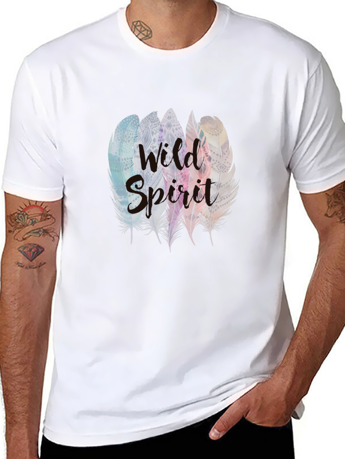 Wild Spirit Feather Graphic Tee - Stylish Comfort