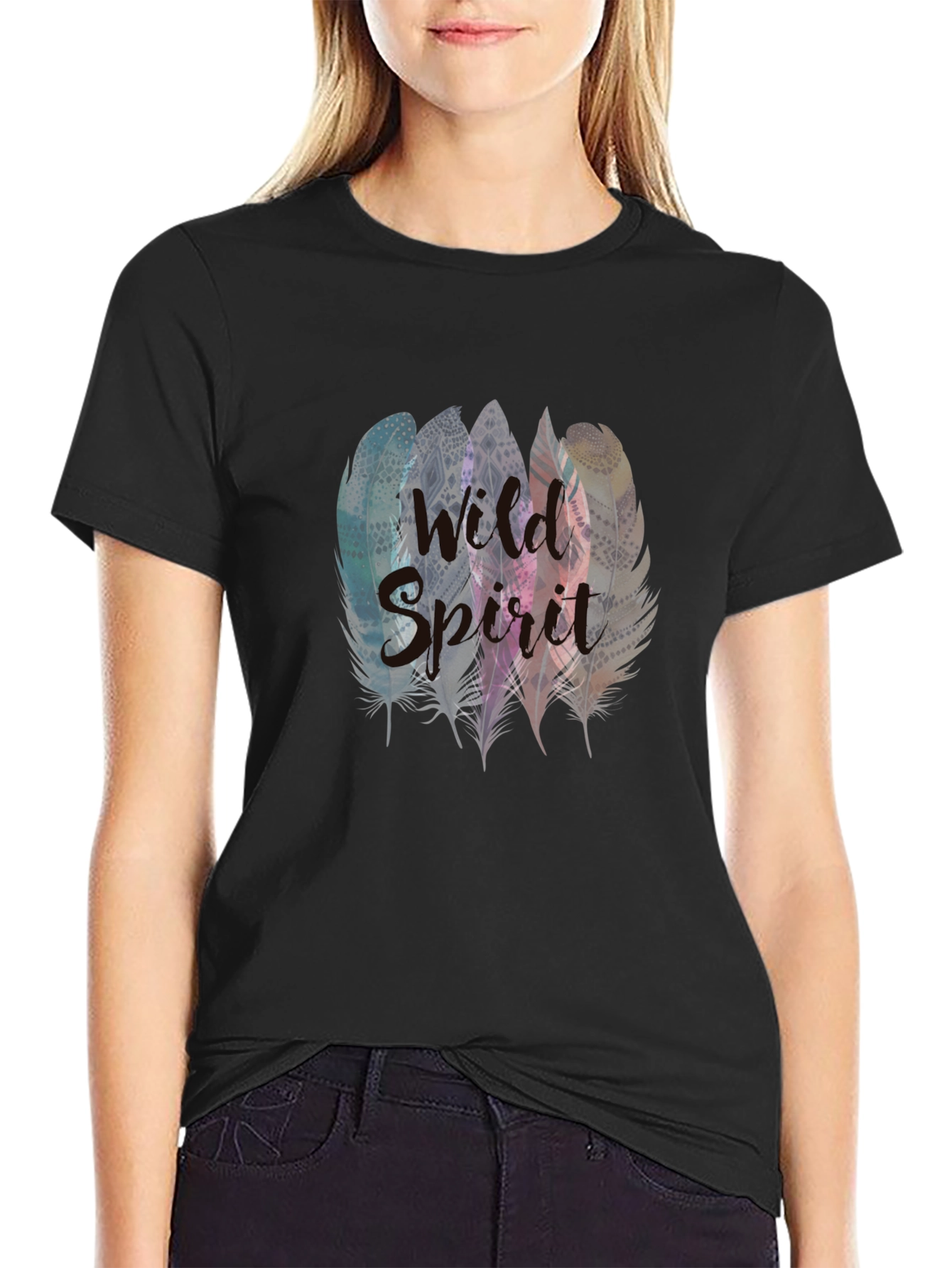 Wild Spirit Feather Graphic Tee - Stylish Comfort