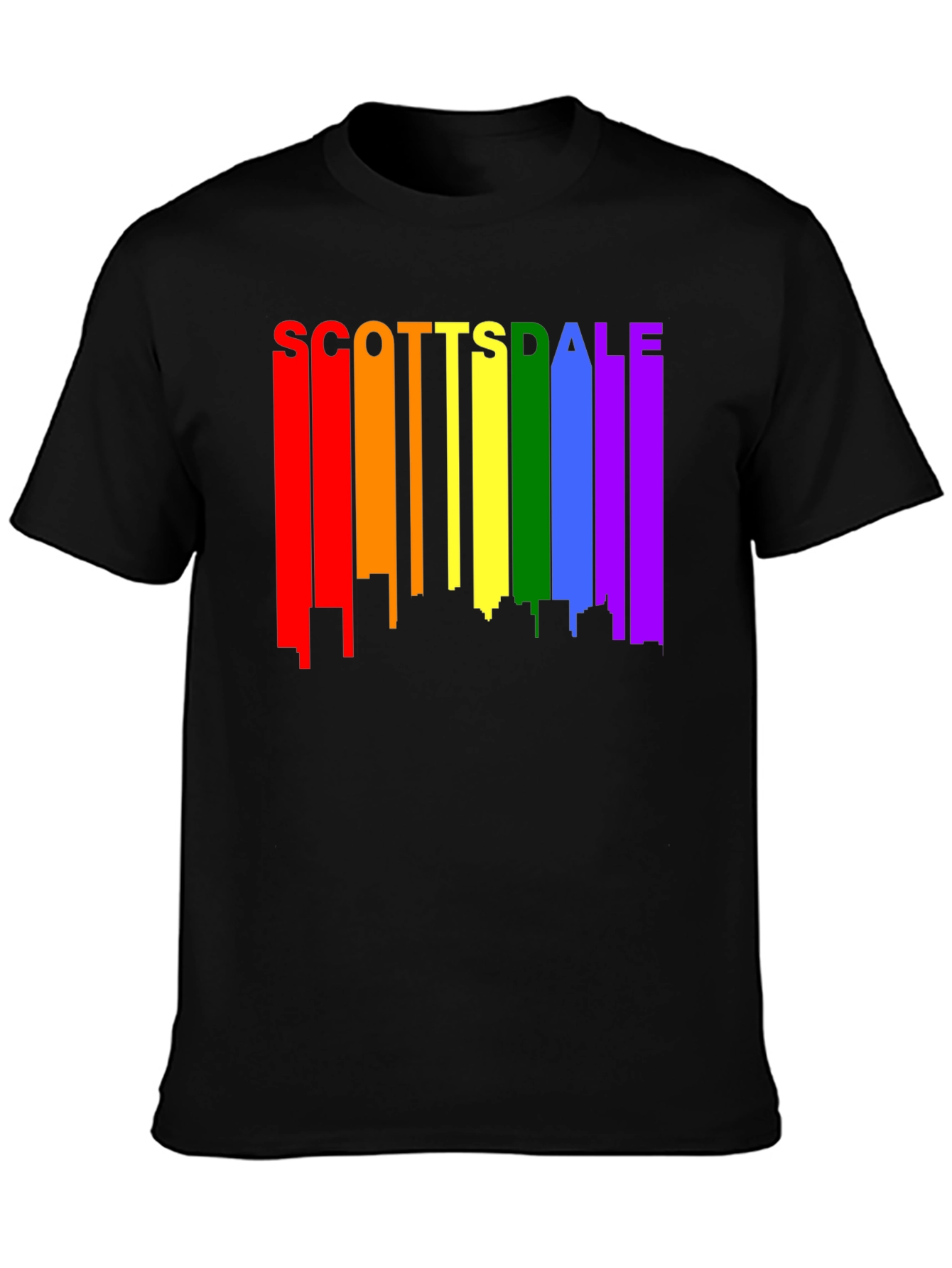 Scottsdale Pride T-Shirt - Rainbow Cityscape