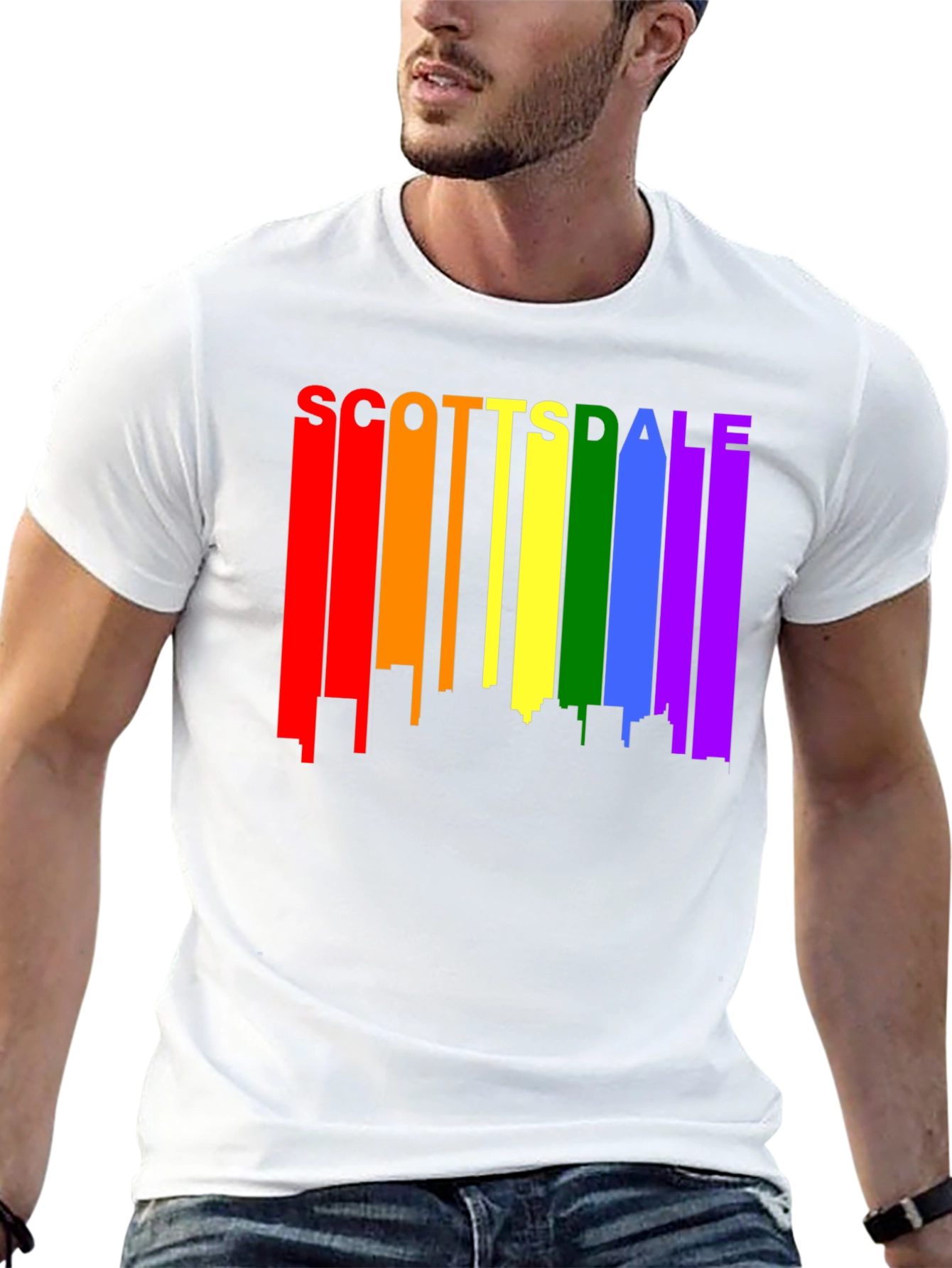 Scottsdale Pride T-Shirt - Rainbow Cityscape