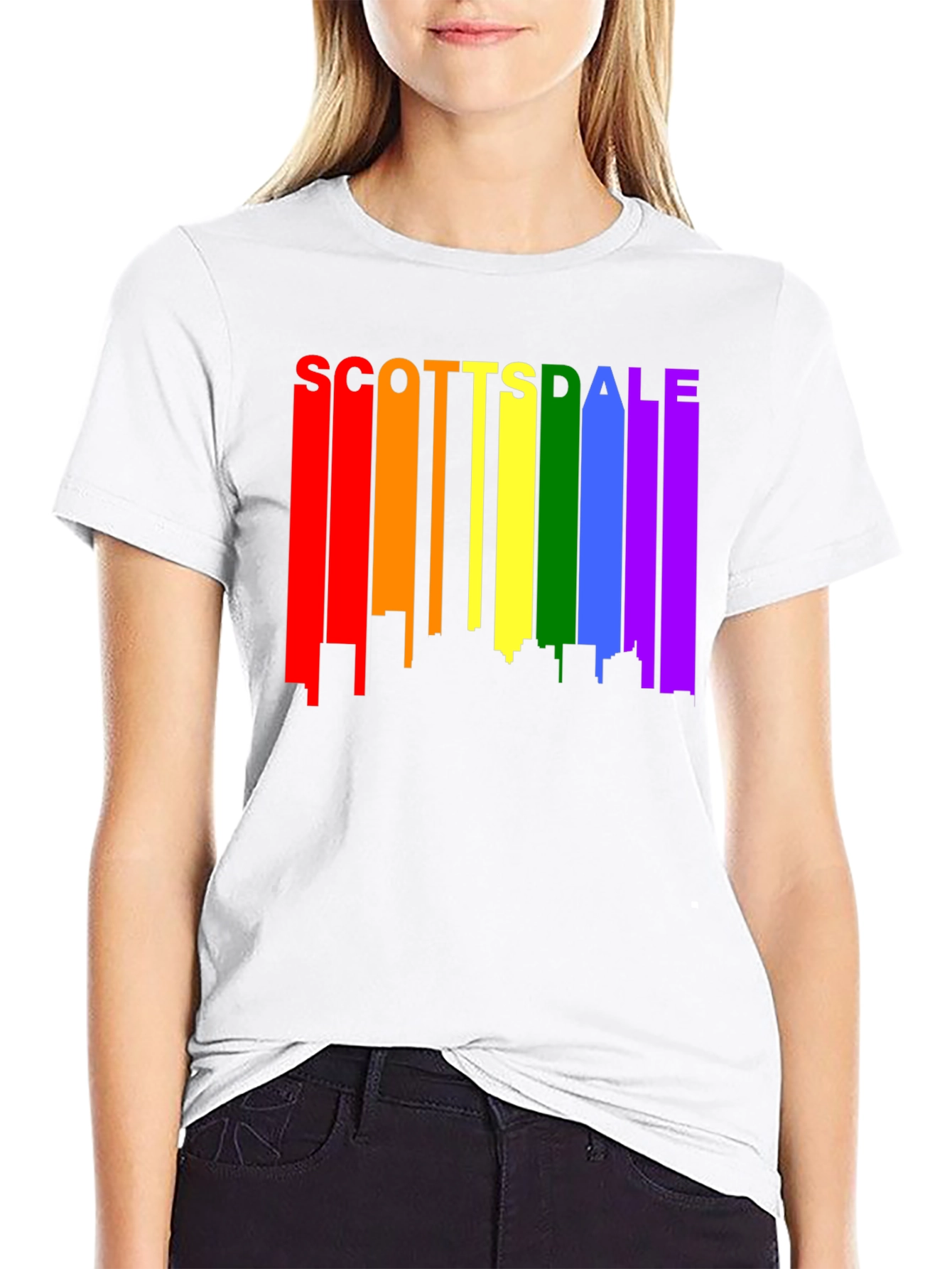 Scottsdale Pride T-Shirt - Rainbow Cityscape