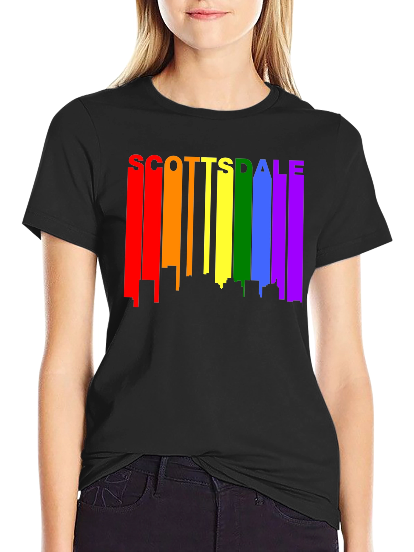 Scottsdale Pride T-Shirt - Rainbow Cityscape