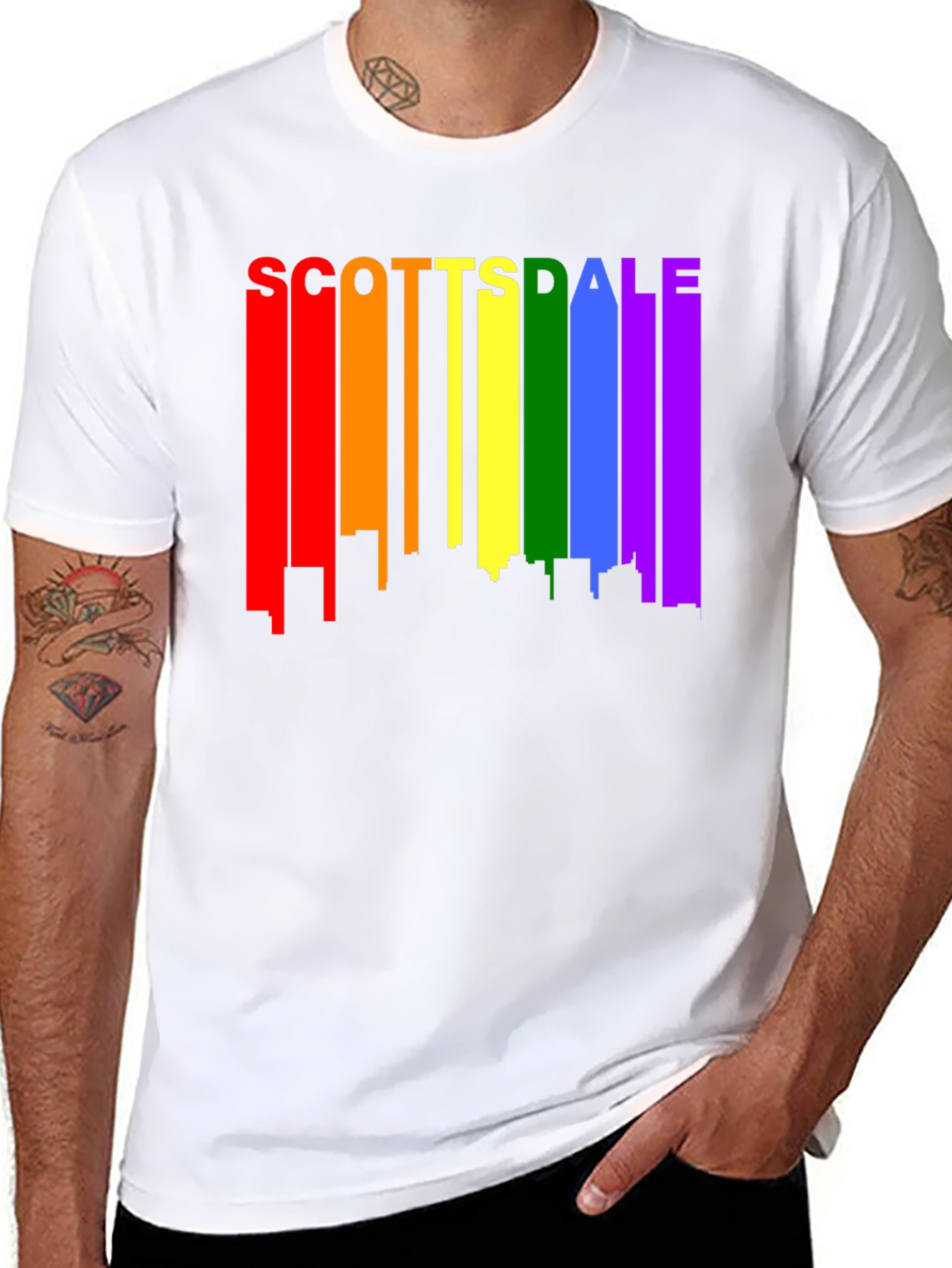 Scottsdale Pride T-Shirt - Rainbow Cityscape