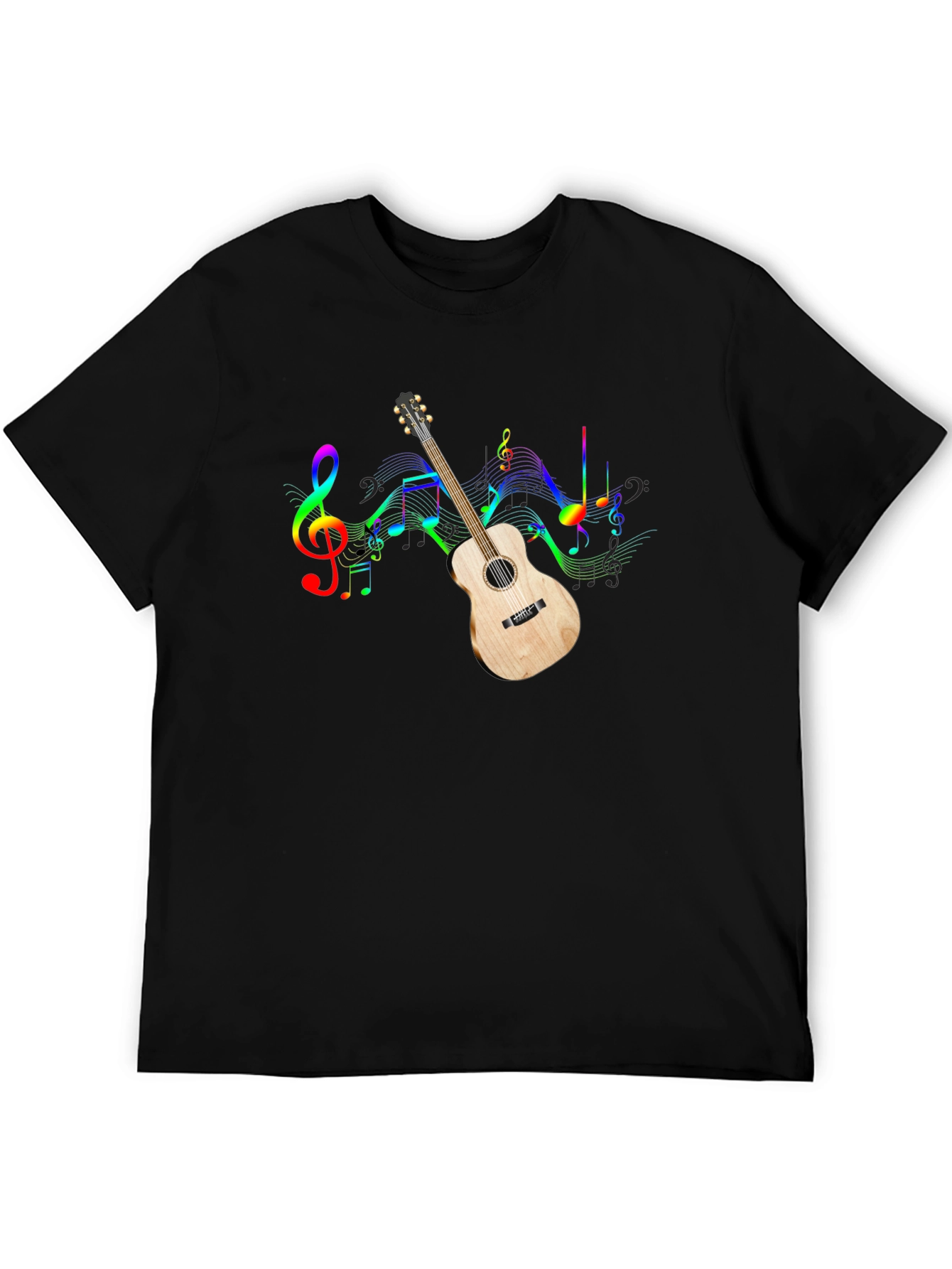 Musical Guitar Graphic Black T-Shirt