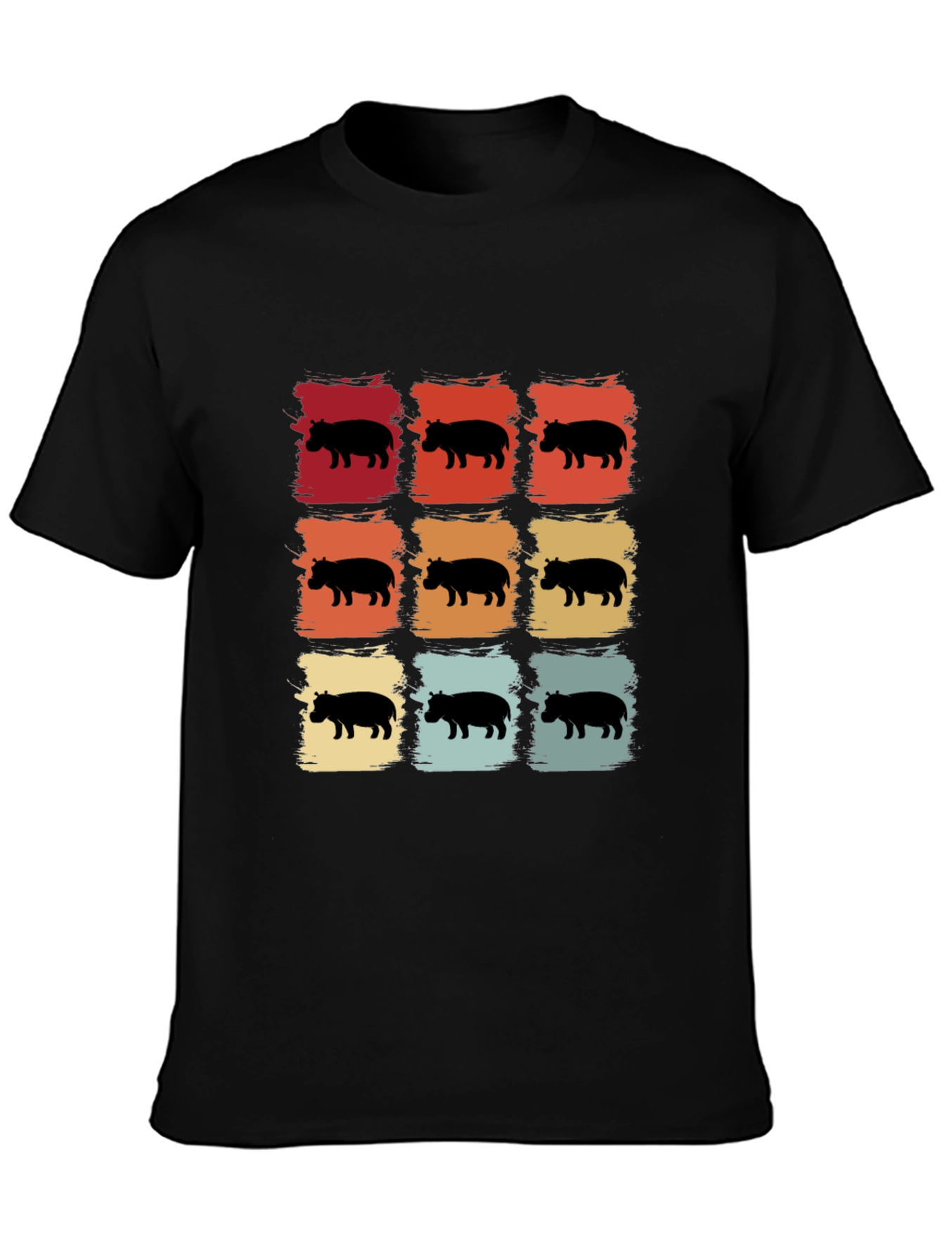 Retro Hippo Silhouette T-Shirt