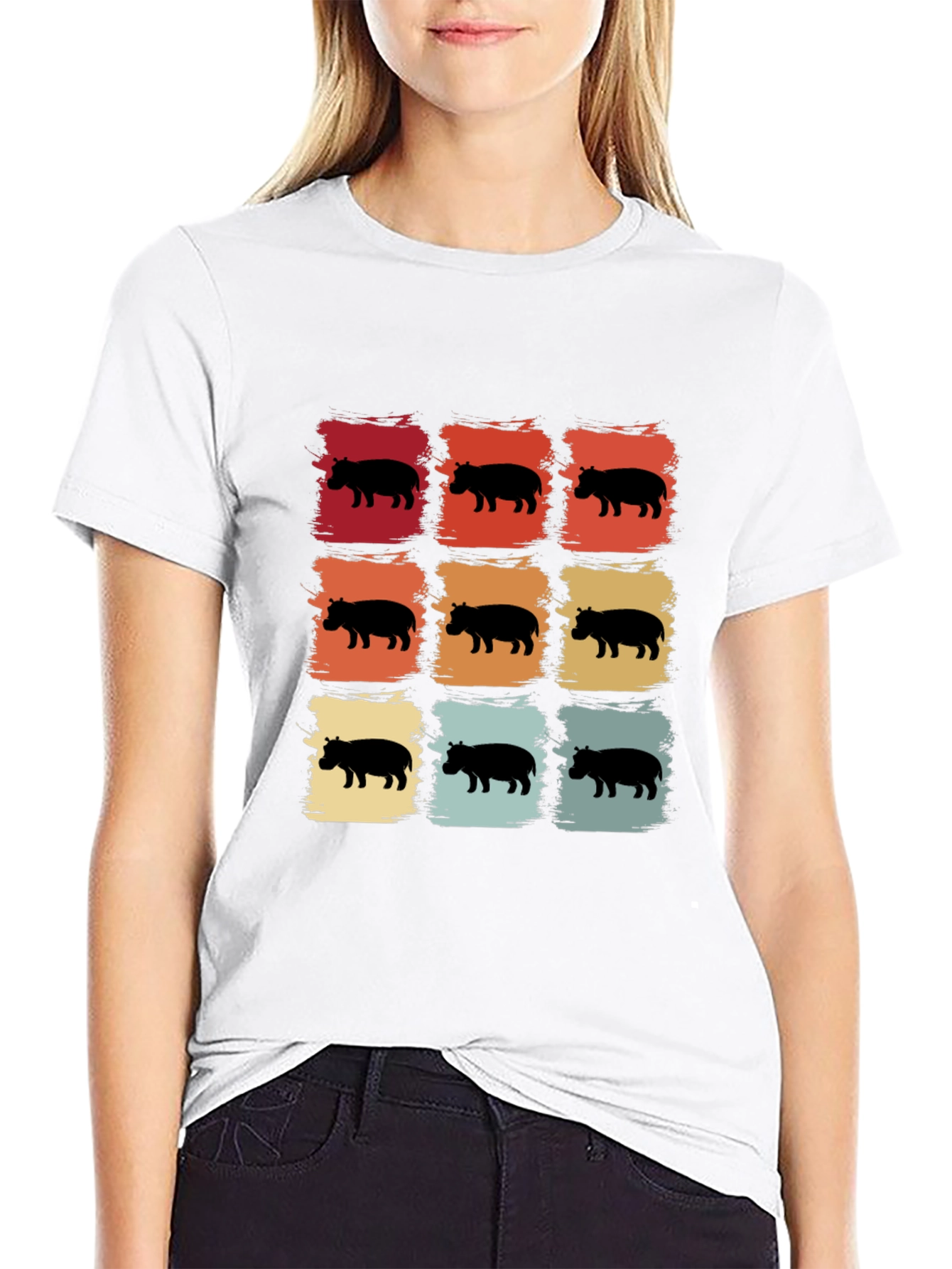 Retro Hippo Silhouette T-Shirt