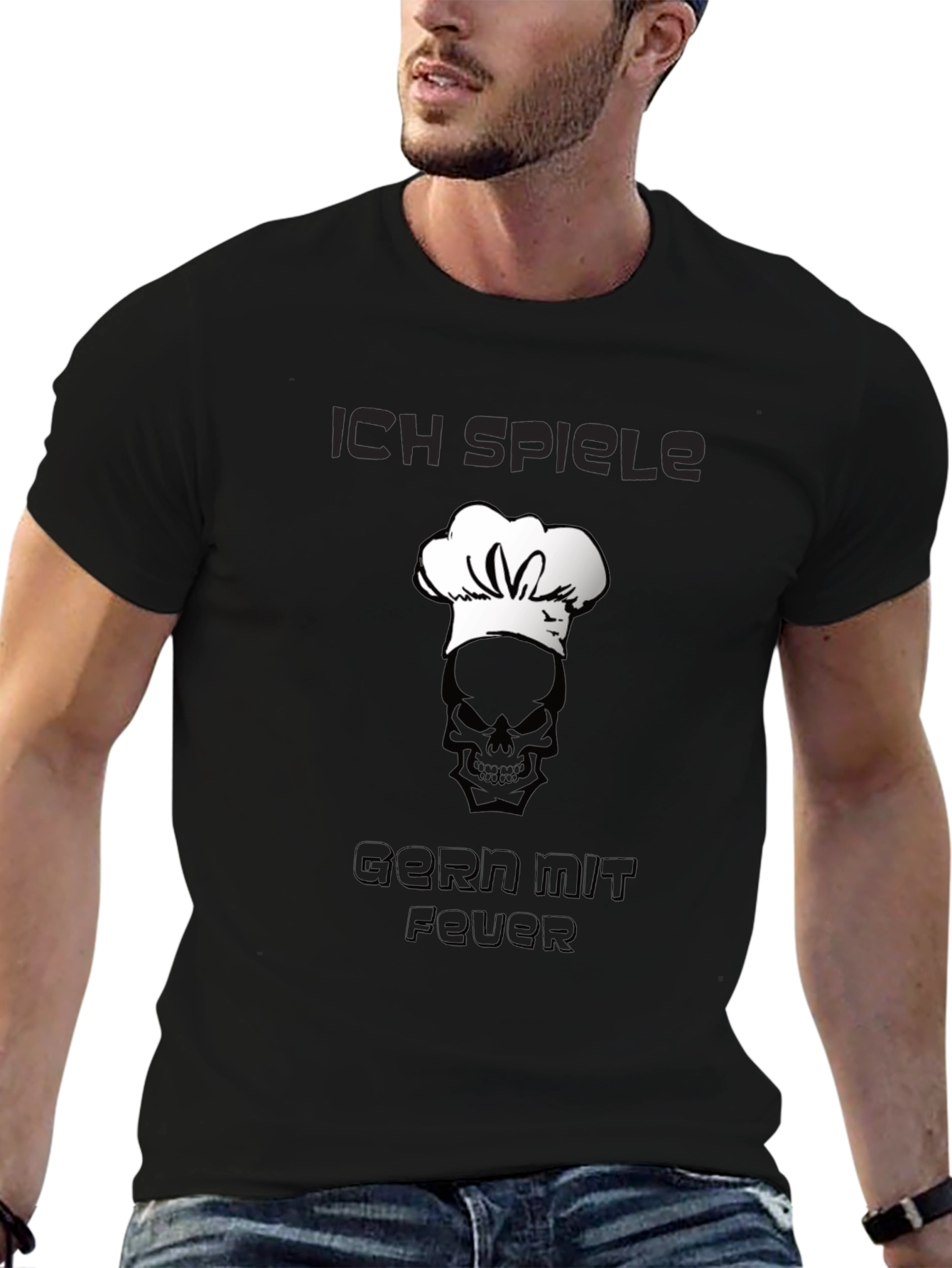 Chef Skull T-Shirt - Ich Spiele Gern Mit Feuer