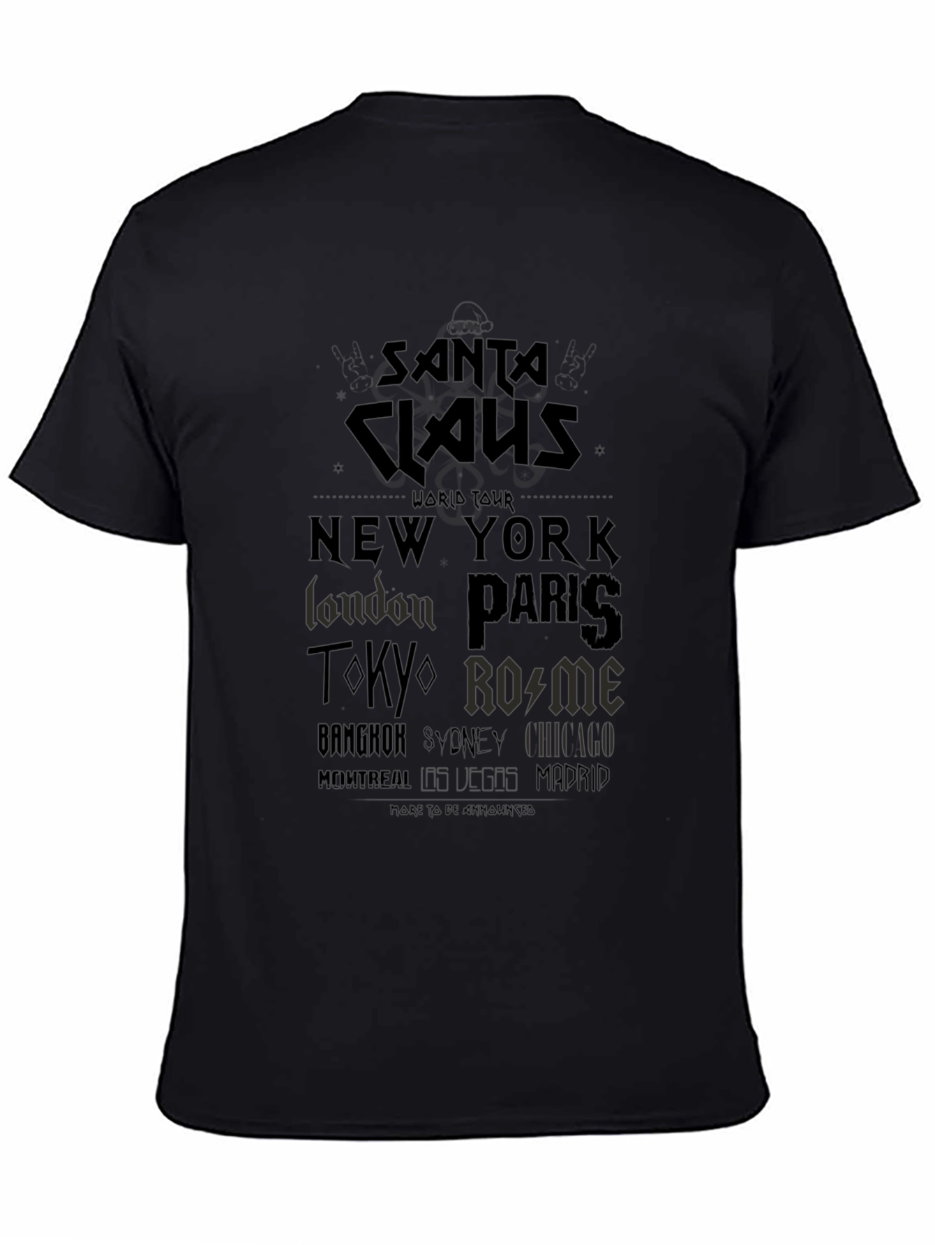 Santa Claus World Tour Black T-Shirt