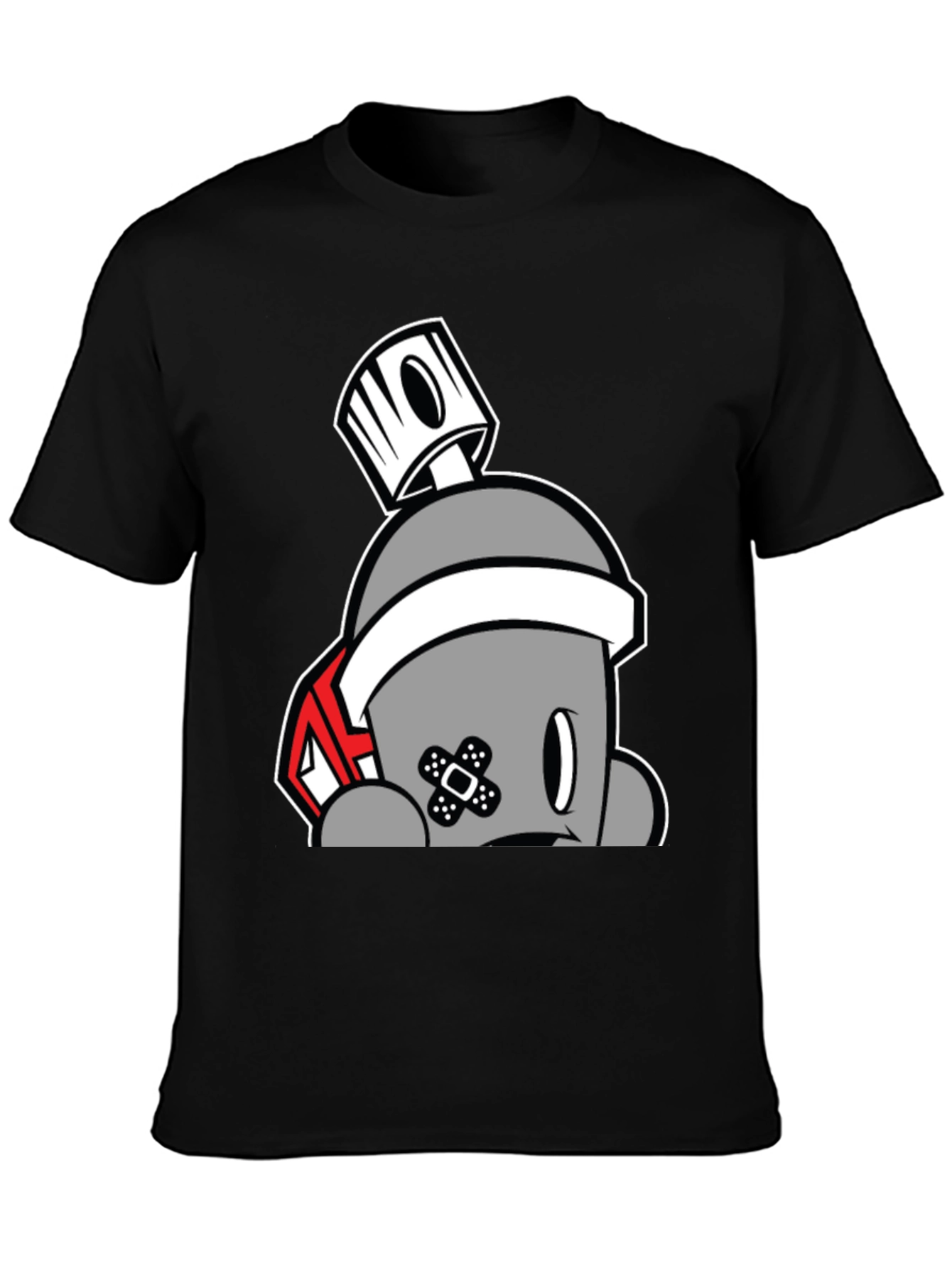 Spray Can Cartoon Graphic Black Tee
