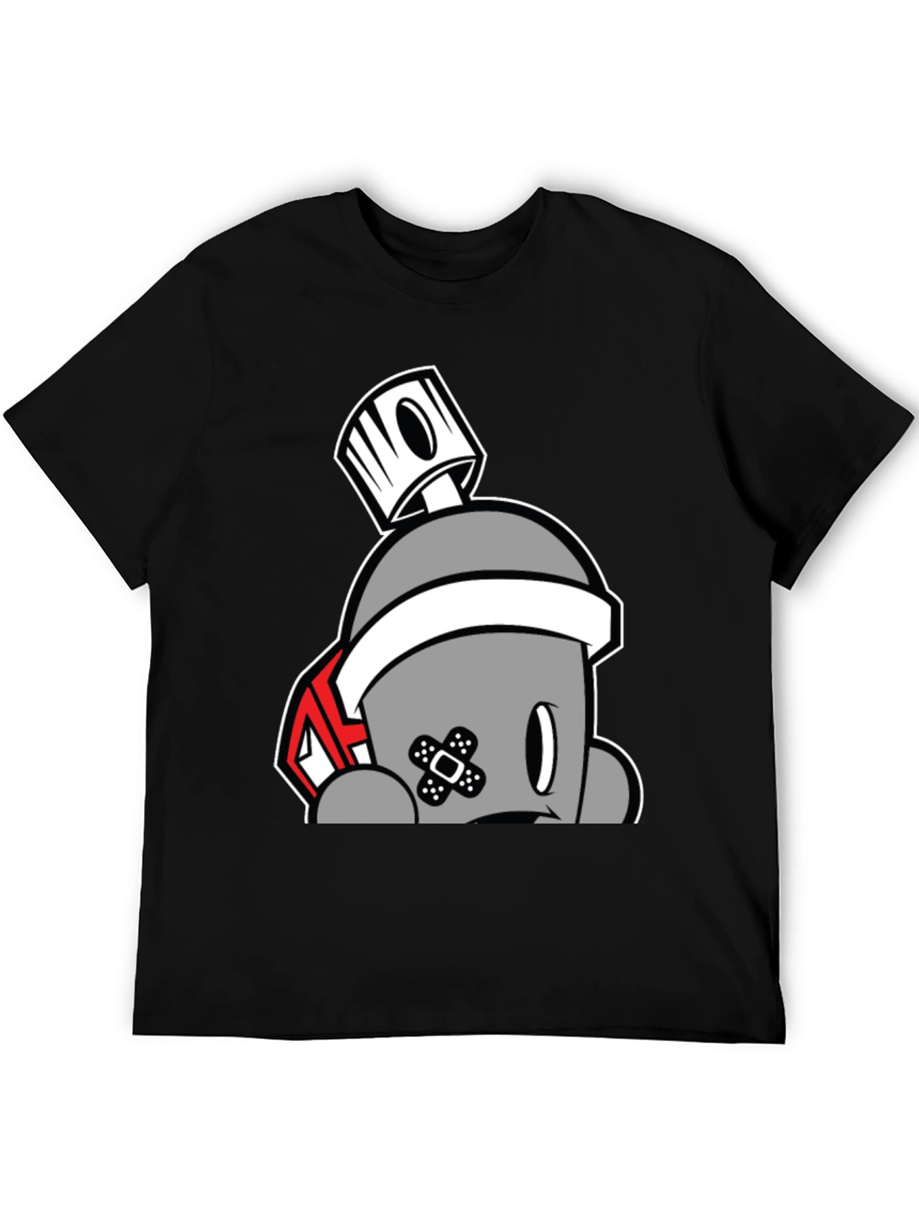 Spray Can Cartoon Graphic Black Tee