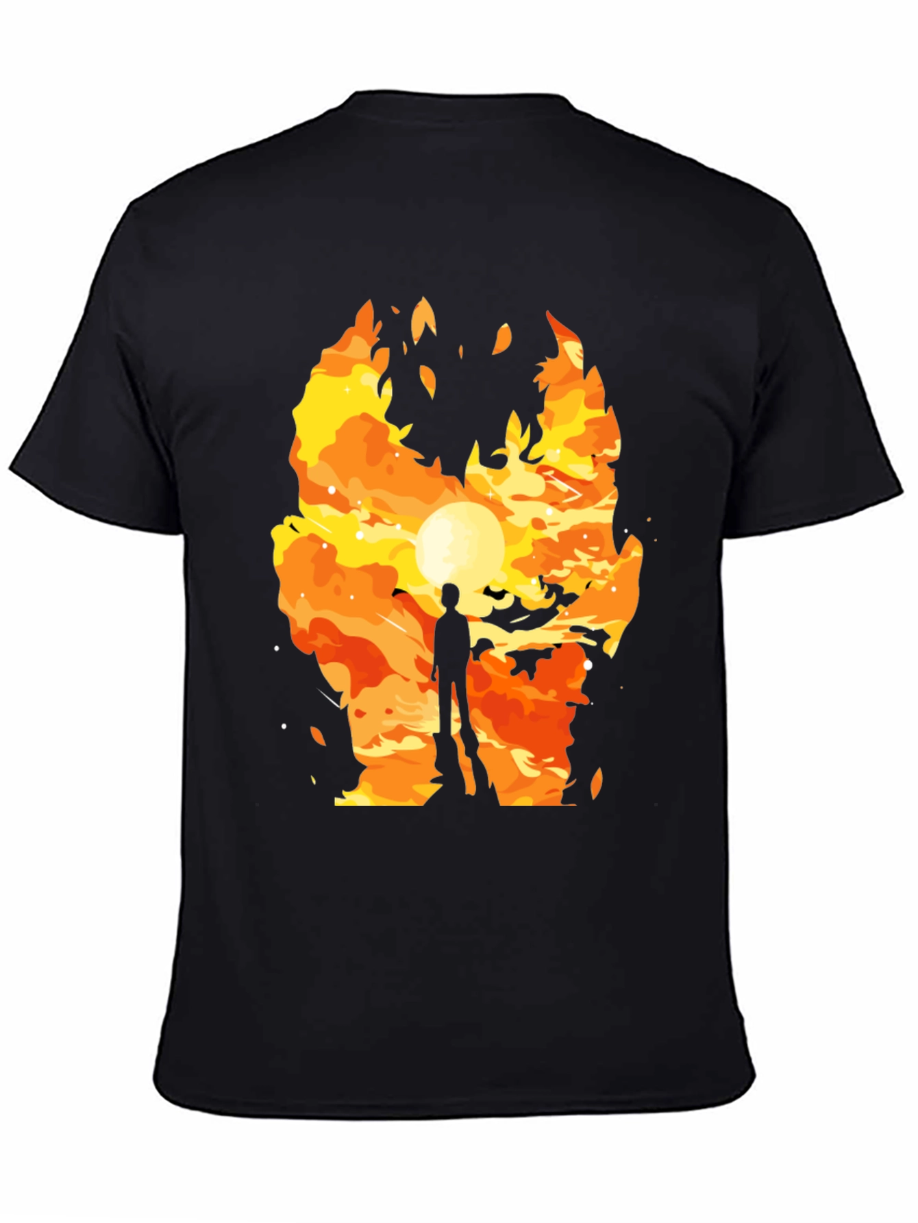 Fiery Silhouette Graphic Tee - Trendy Mens T-Shirt