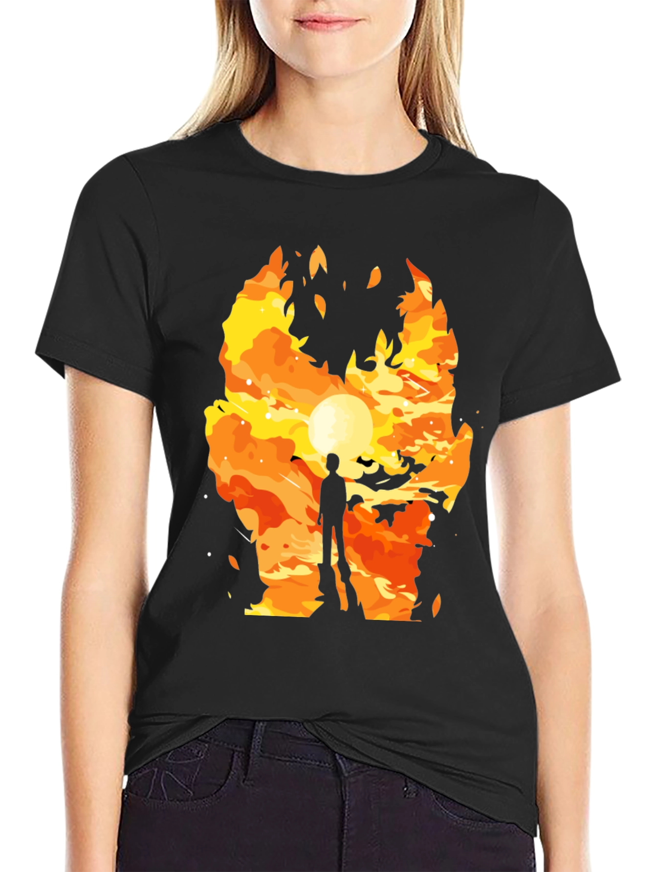 Fiery Silhouette Graphic Tee - Trendy Mens T-Shirt