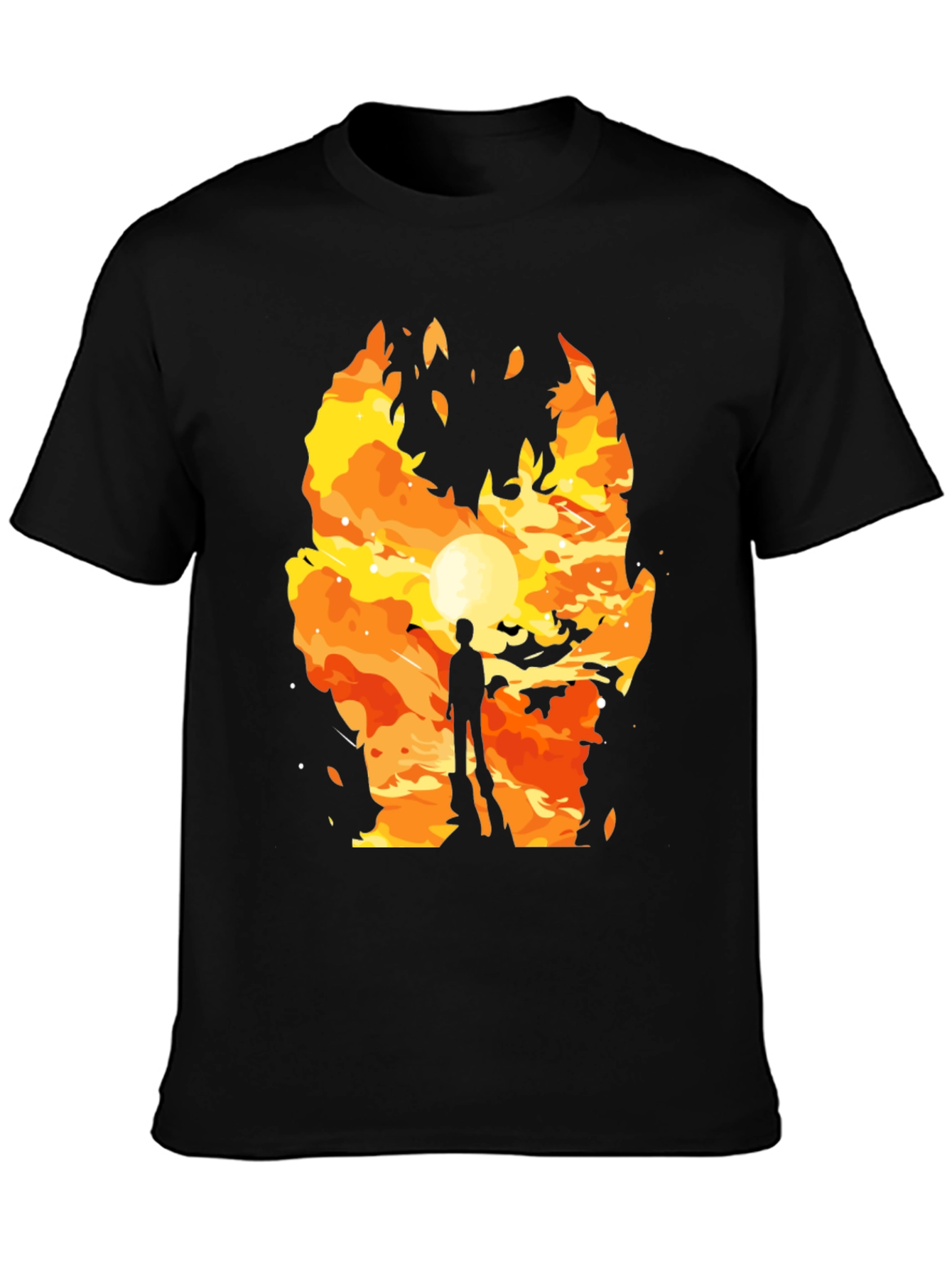 Fiery Silhouette Graphic Tee - Trendy Mens T-Shirt