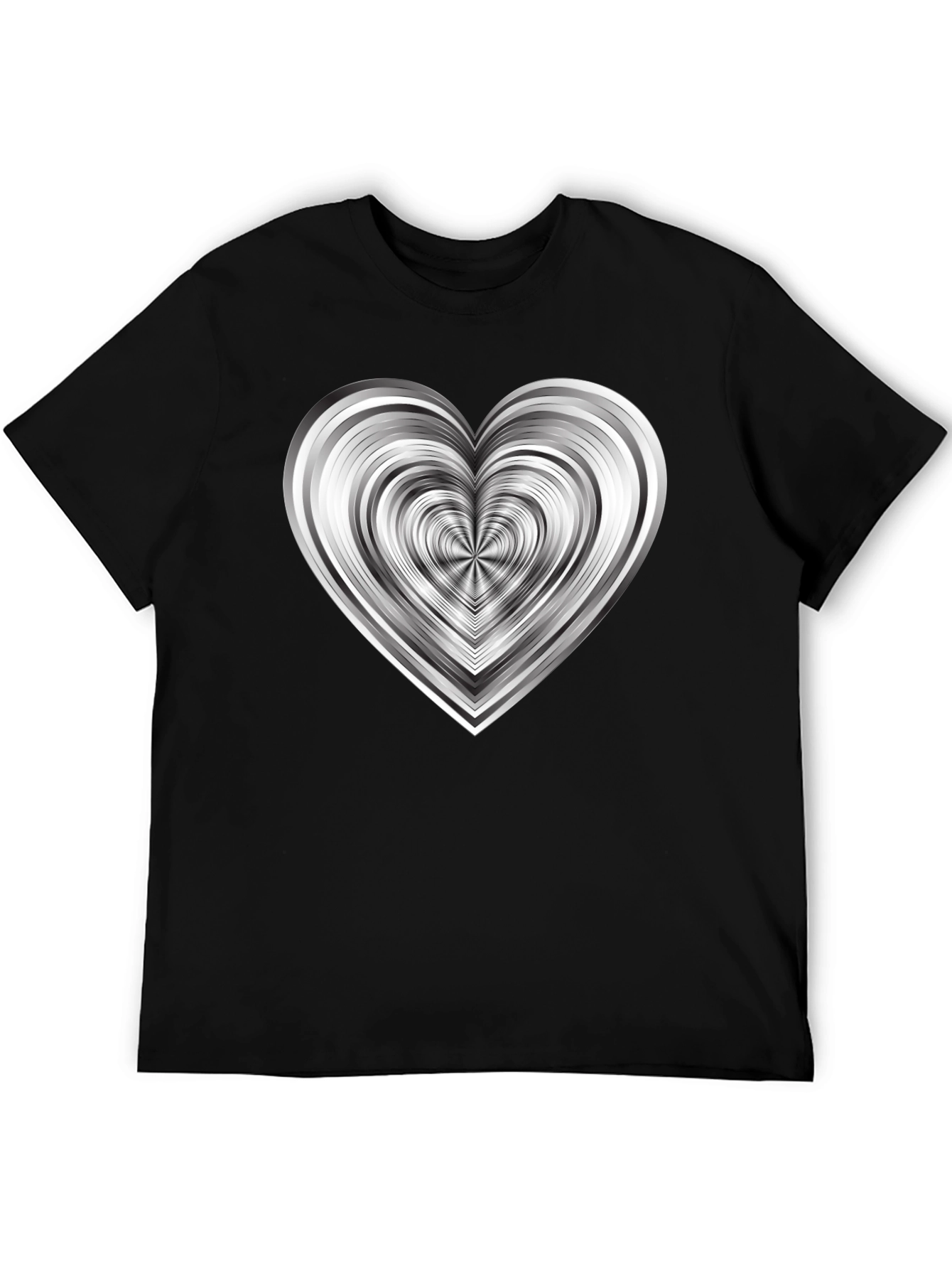 Modern Geometric Heart Graphic Tee - Black