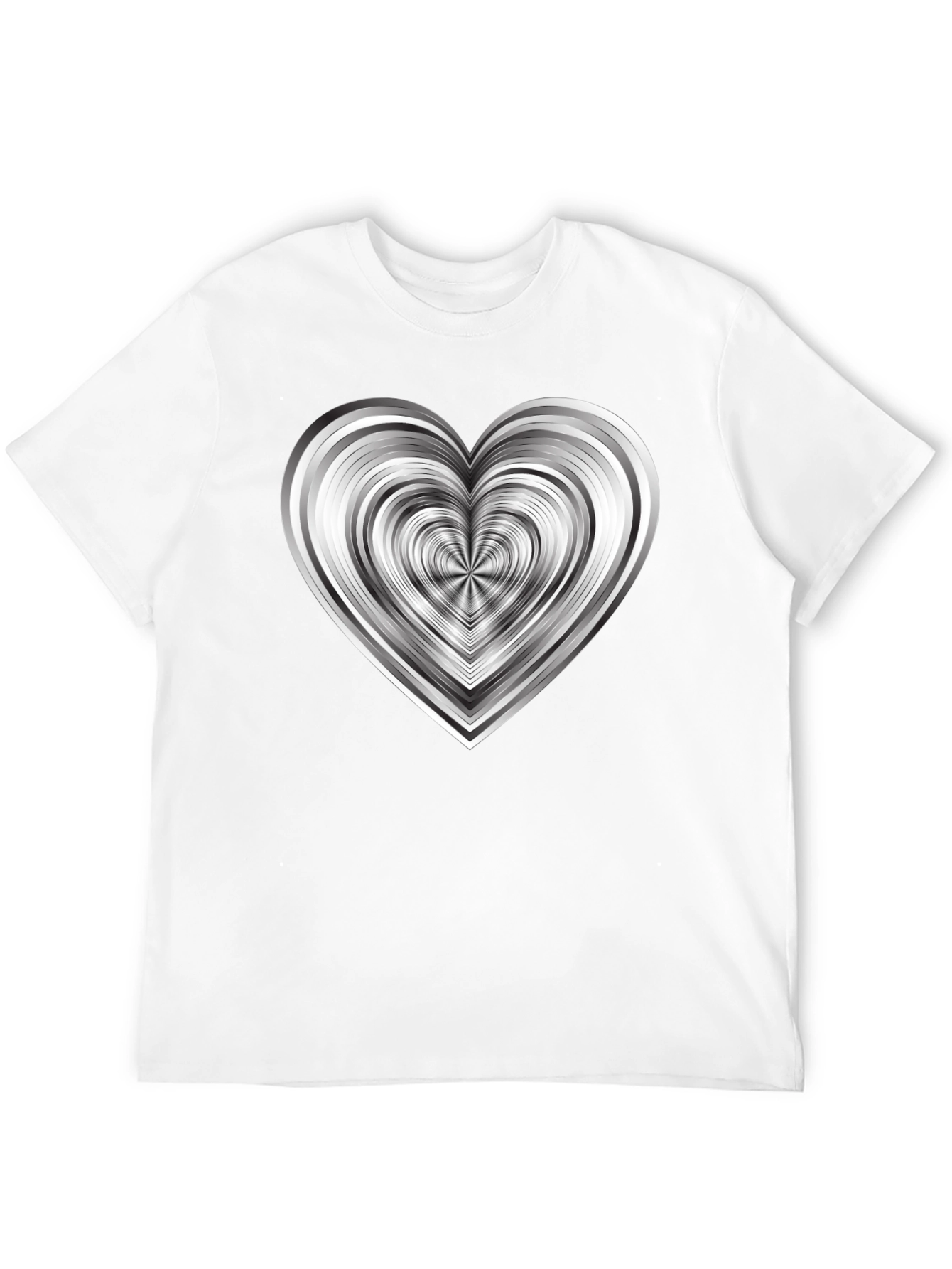 Modern Geometric Heart Graphic Tee - Black