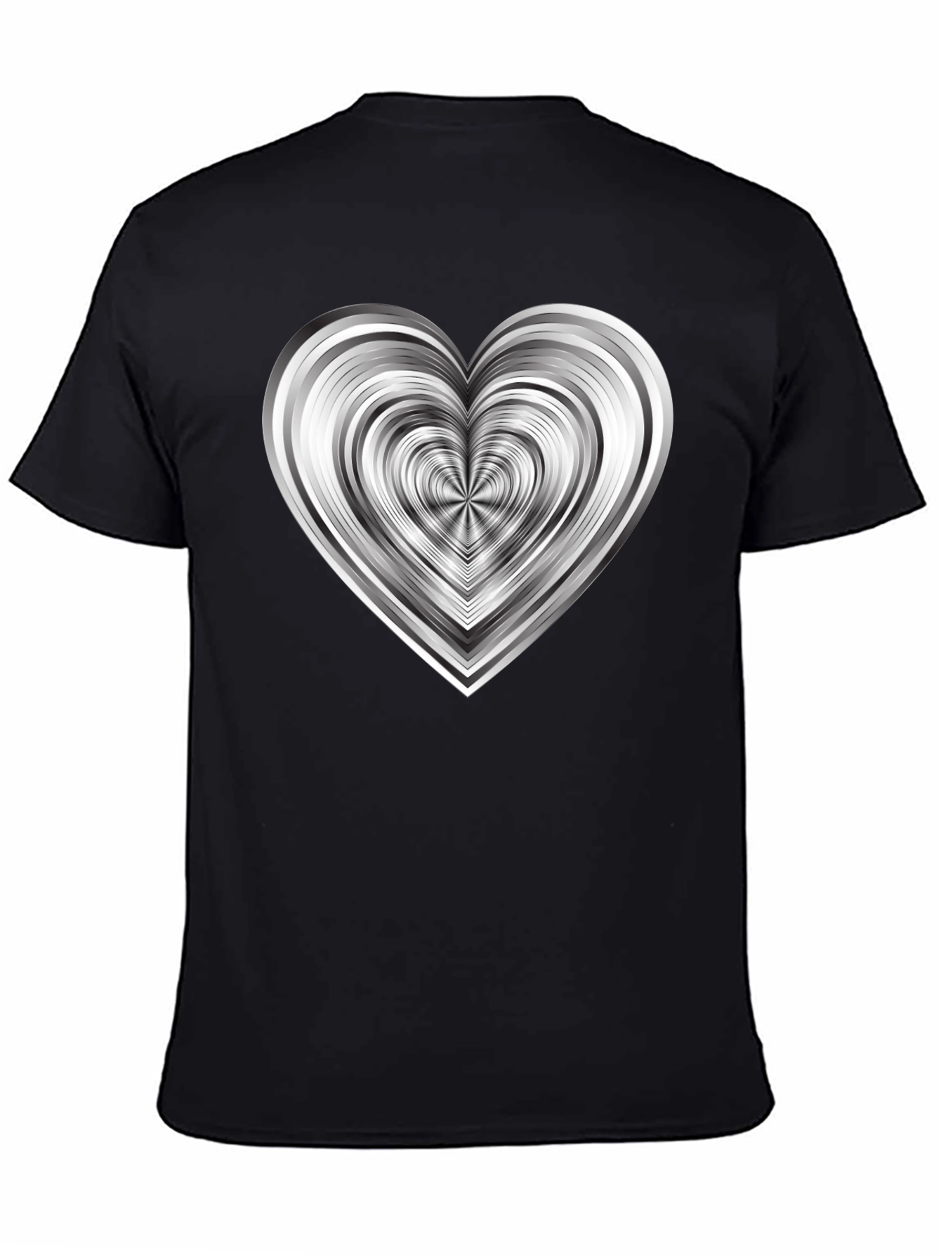 Modern Geometric Heart Graphic Tee - Black