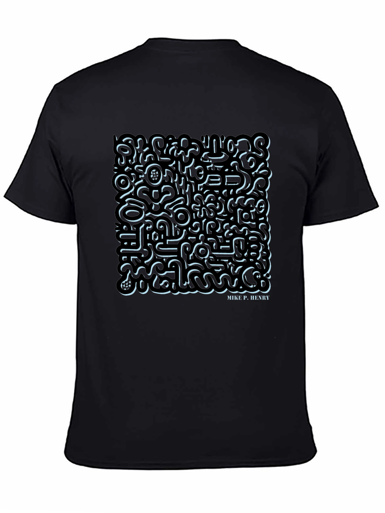 Abstract Doodle Art Mens Black Graphic Tee