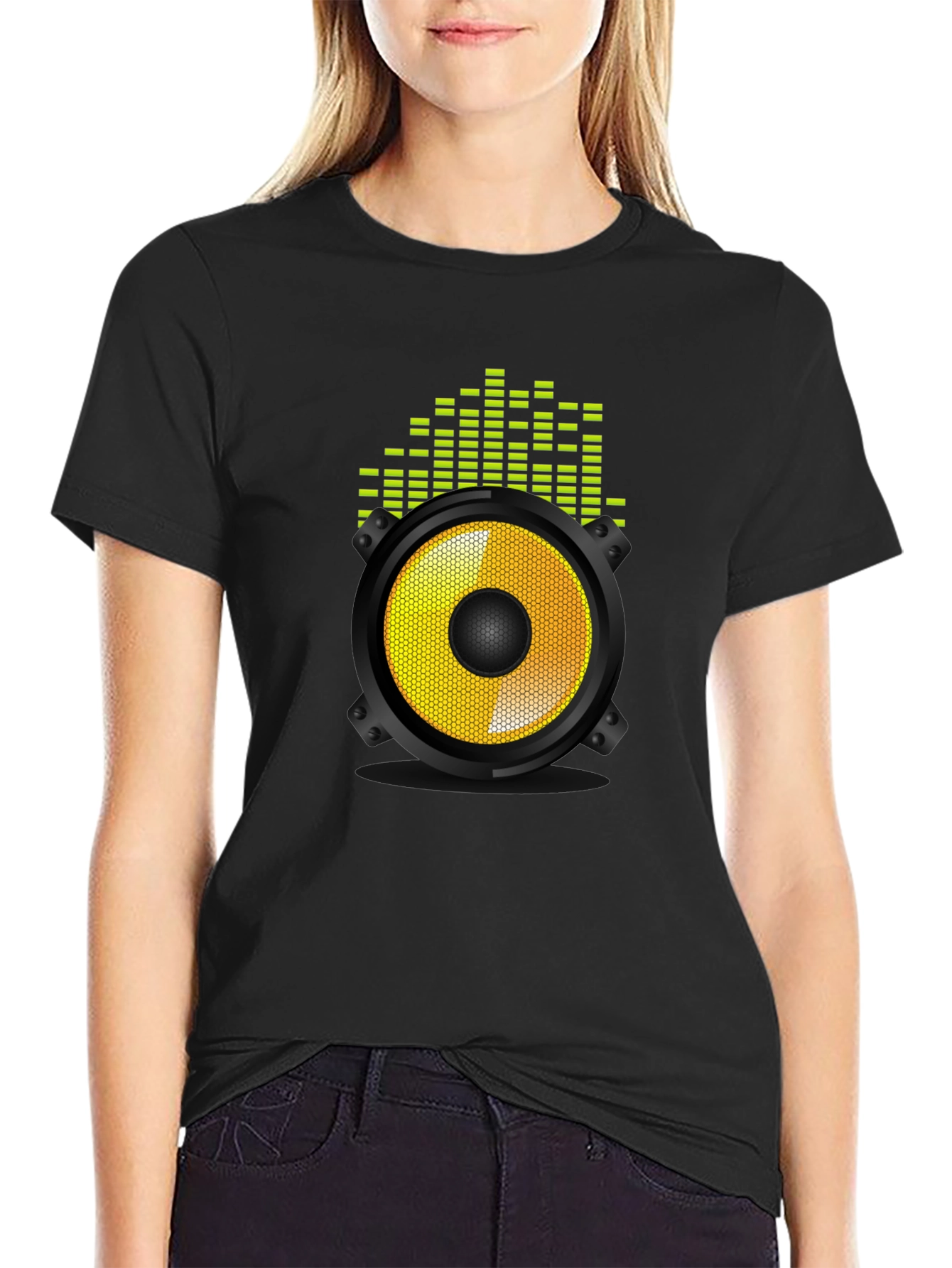 Speaker Graphic Tee - Black Cotton Blend