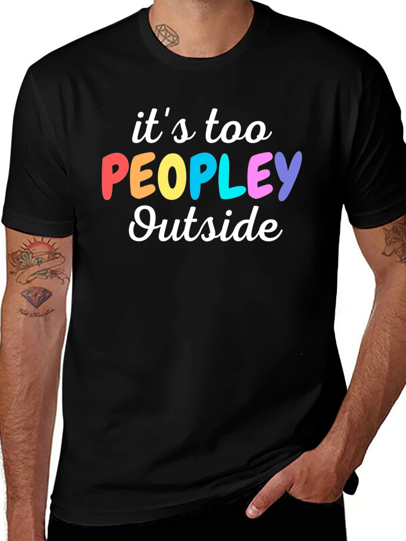 Introvert Humor Tee: Its Too Peopley Outside T-Shirt
