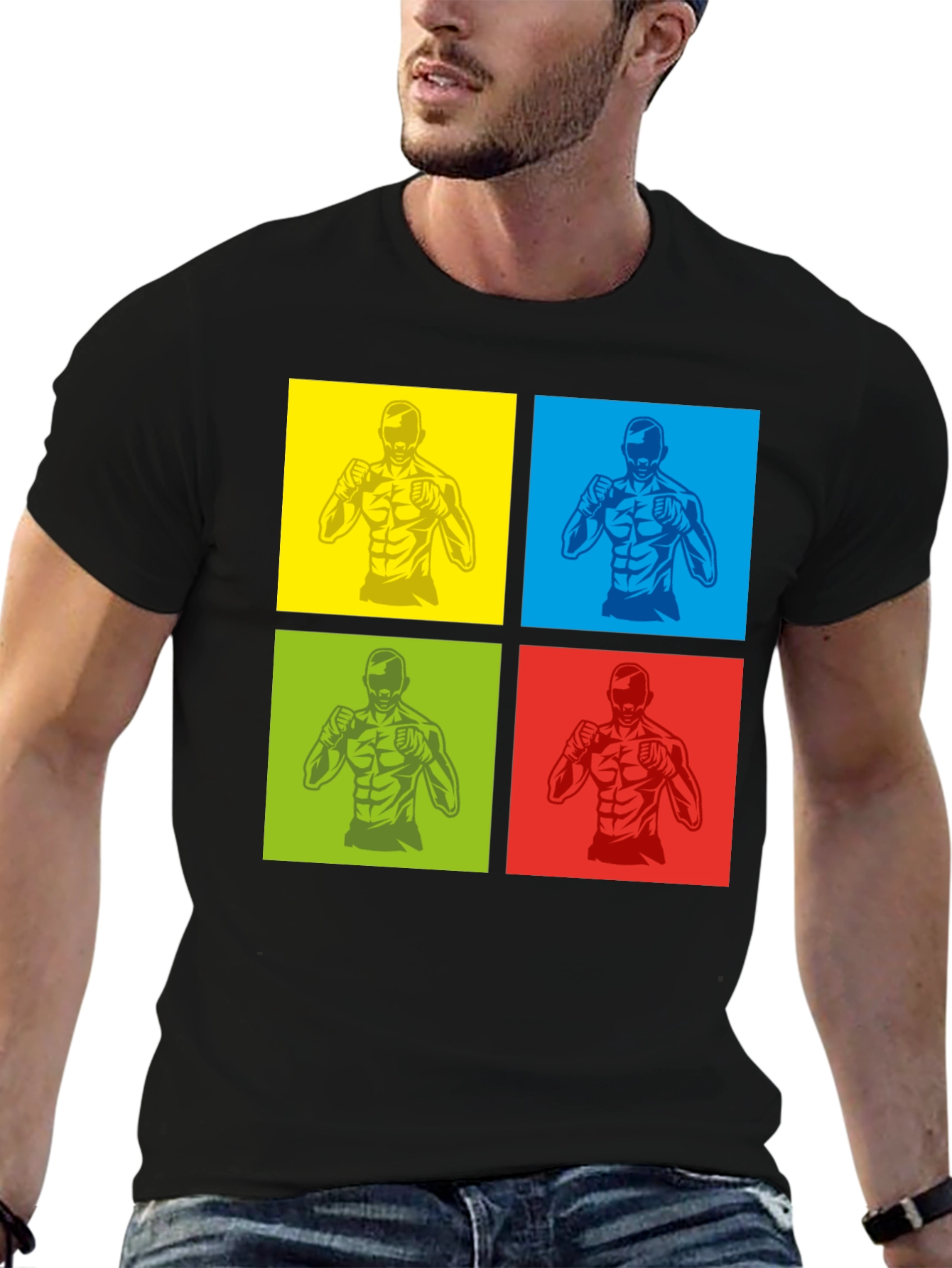 Pop Art MMA Fighter Graphic Black T-Shirt