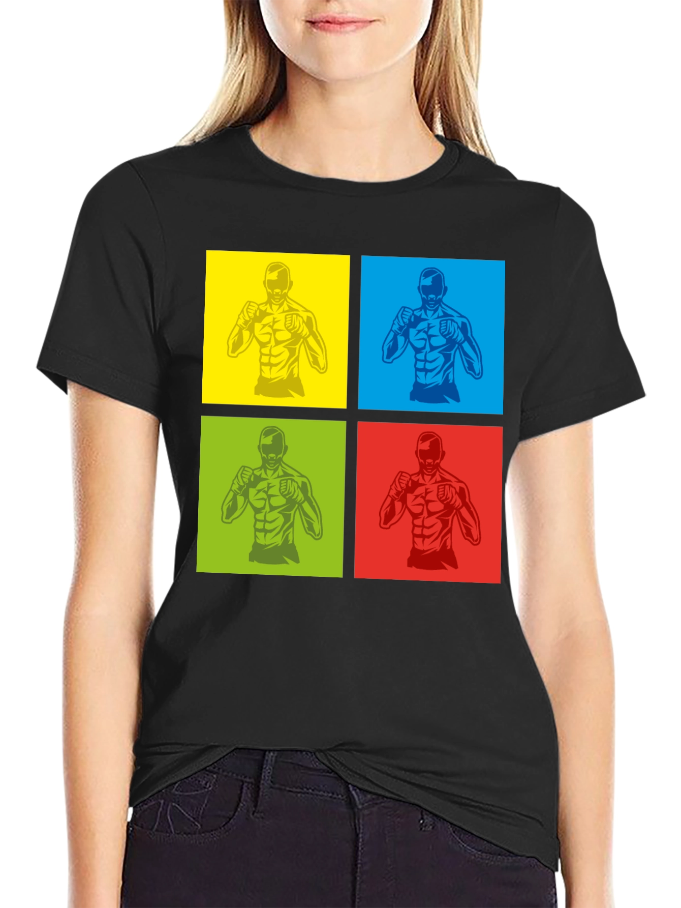 Pop Art MMA Fighter Graphic Black T-Shirt