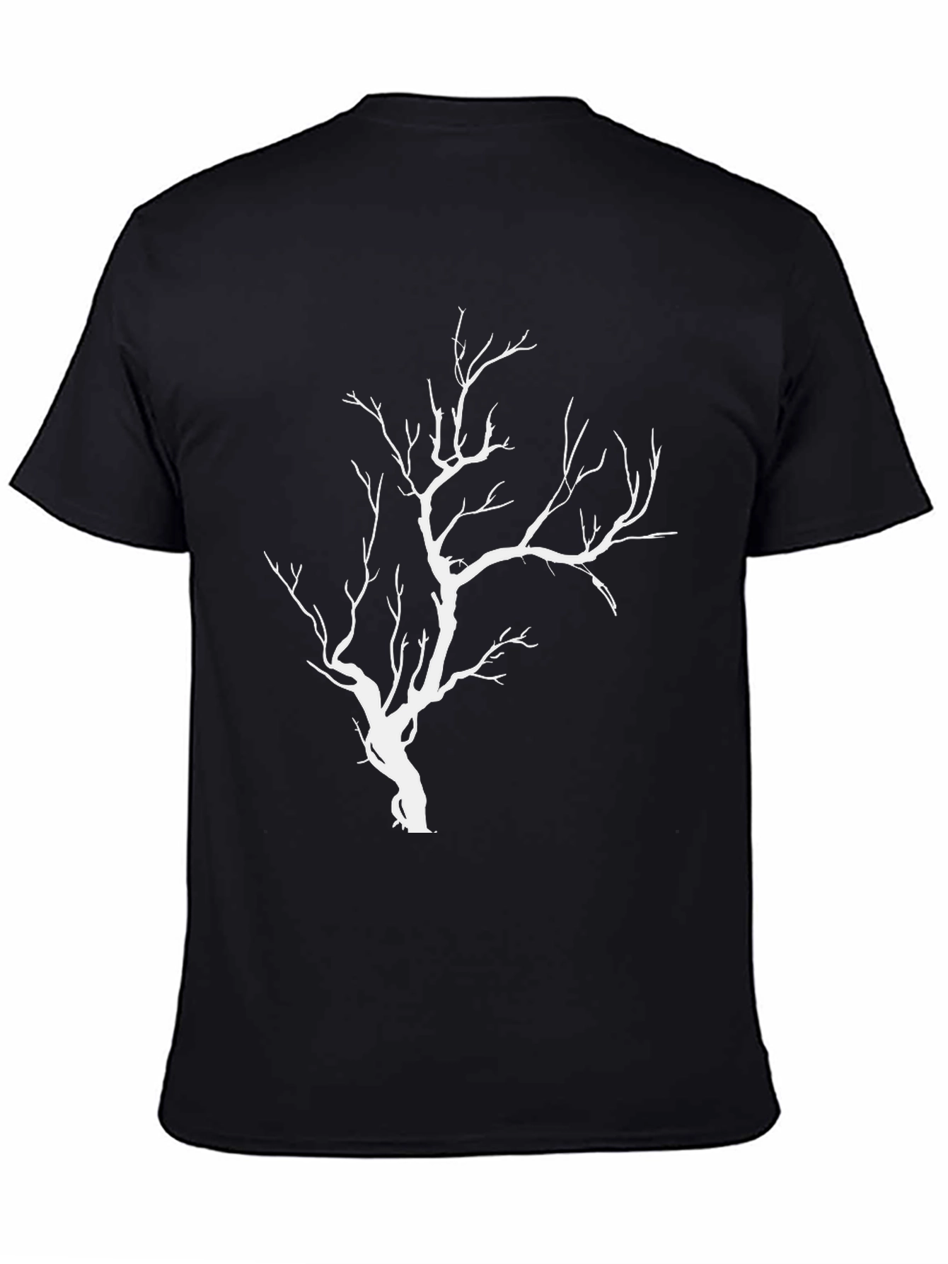 Mens Black T-Shirt with White Tree Graphic