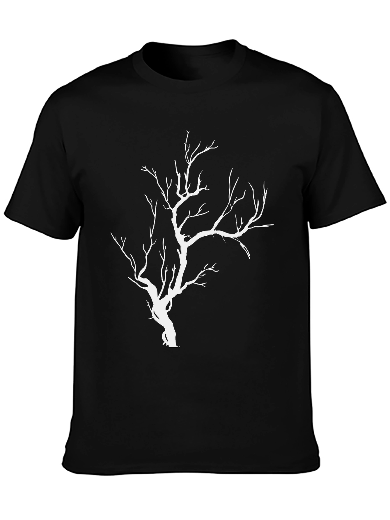 Mens Black T-Shirt with White Tree Graphic