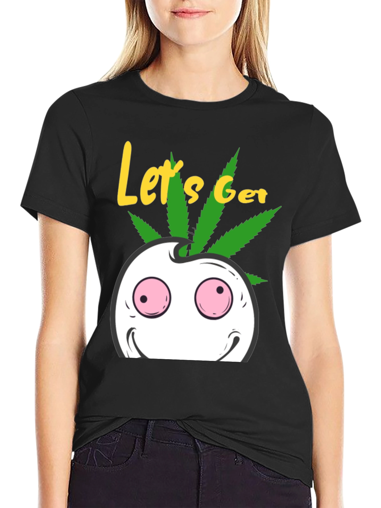Lets Get High T-Shirt Cannabis Leaf Graphic Tee