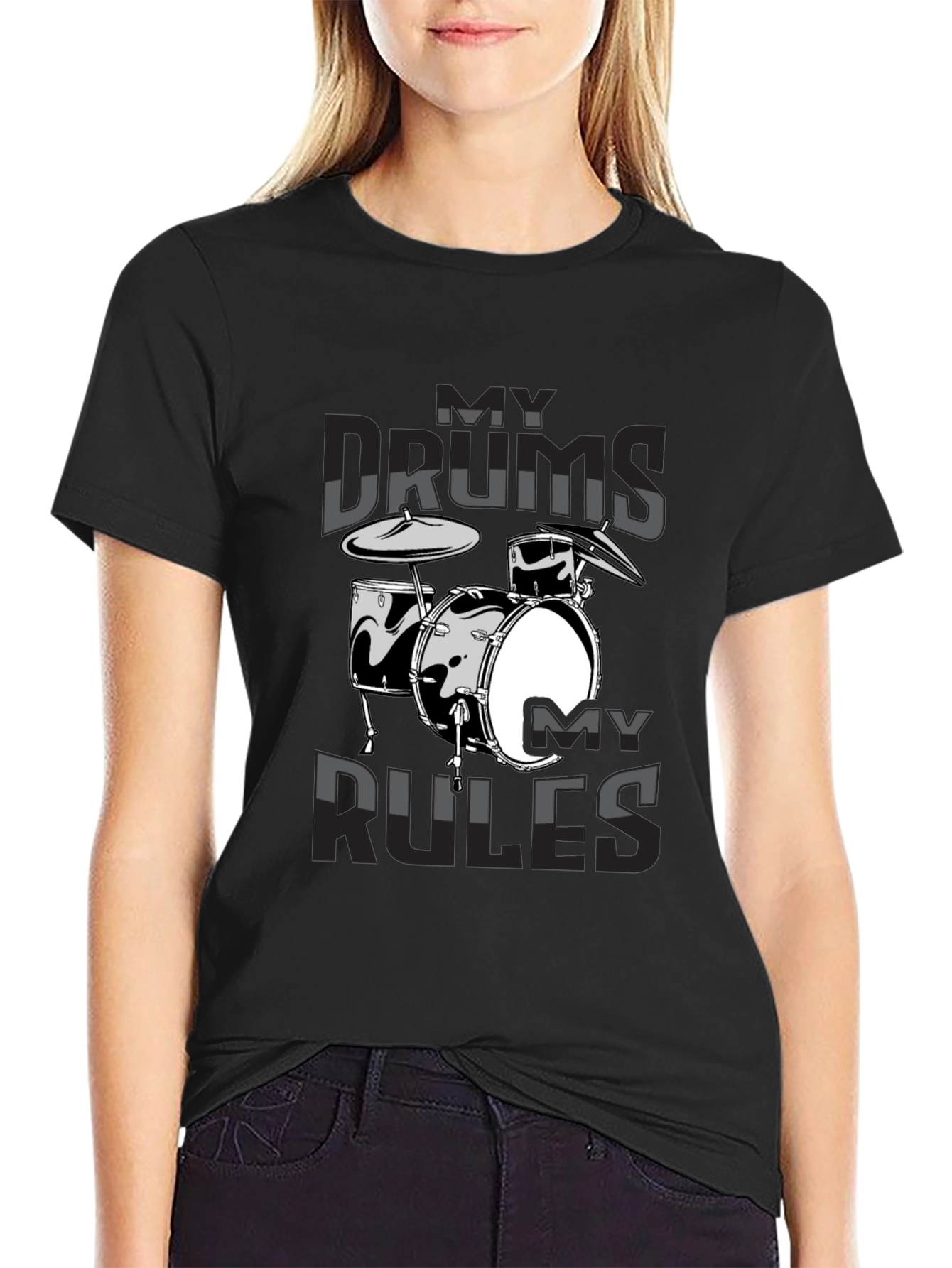 My Drums My Rules Black Graphic Tee