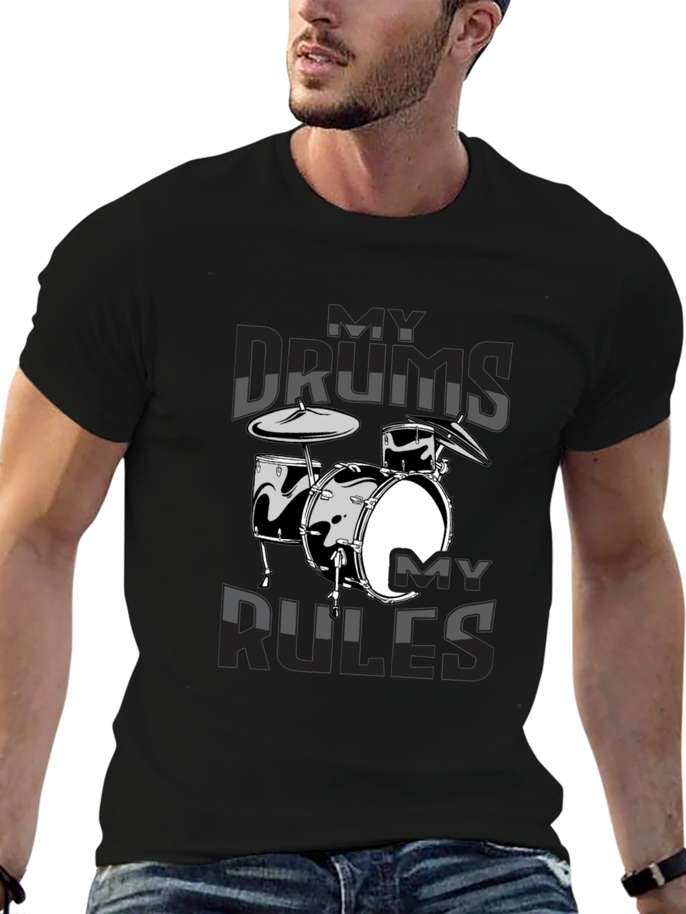 My Drums My Rules Black Graphic Tee