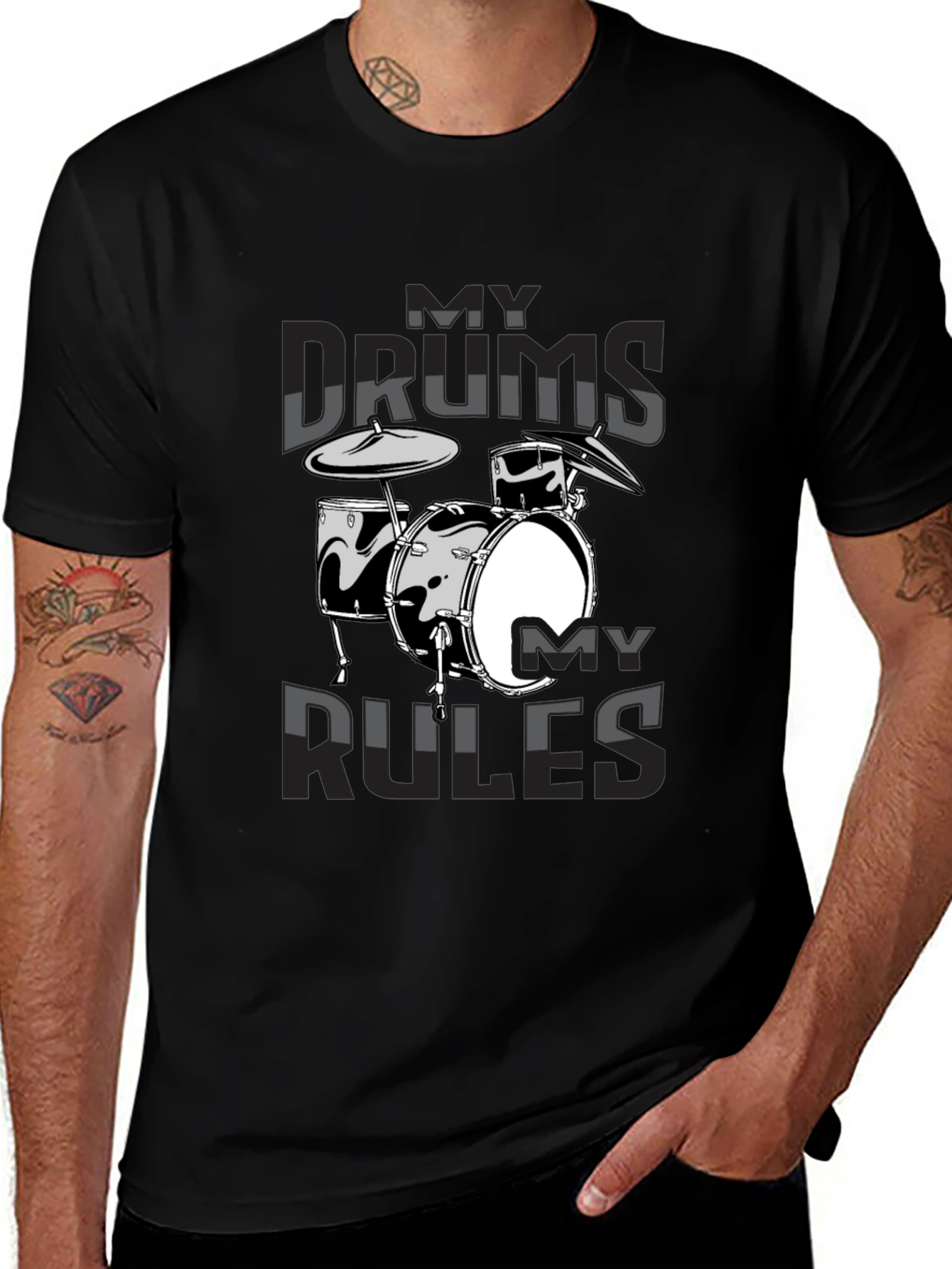 My Drums My Rules Black Graphic Tee