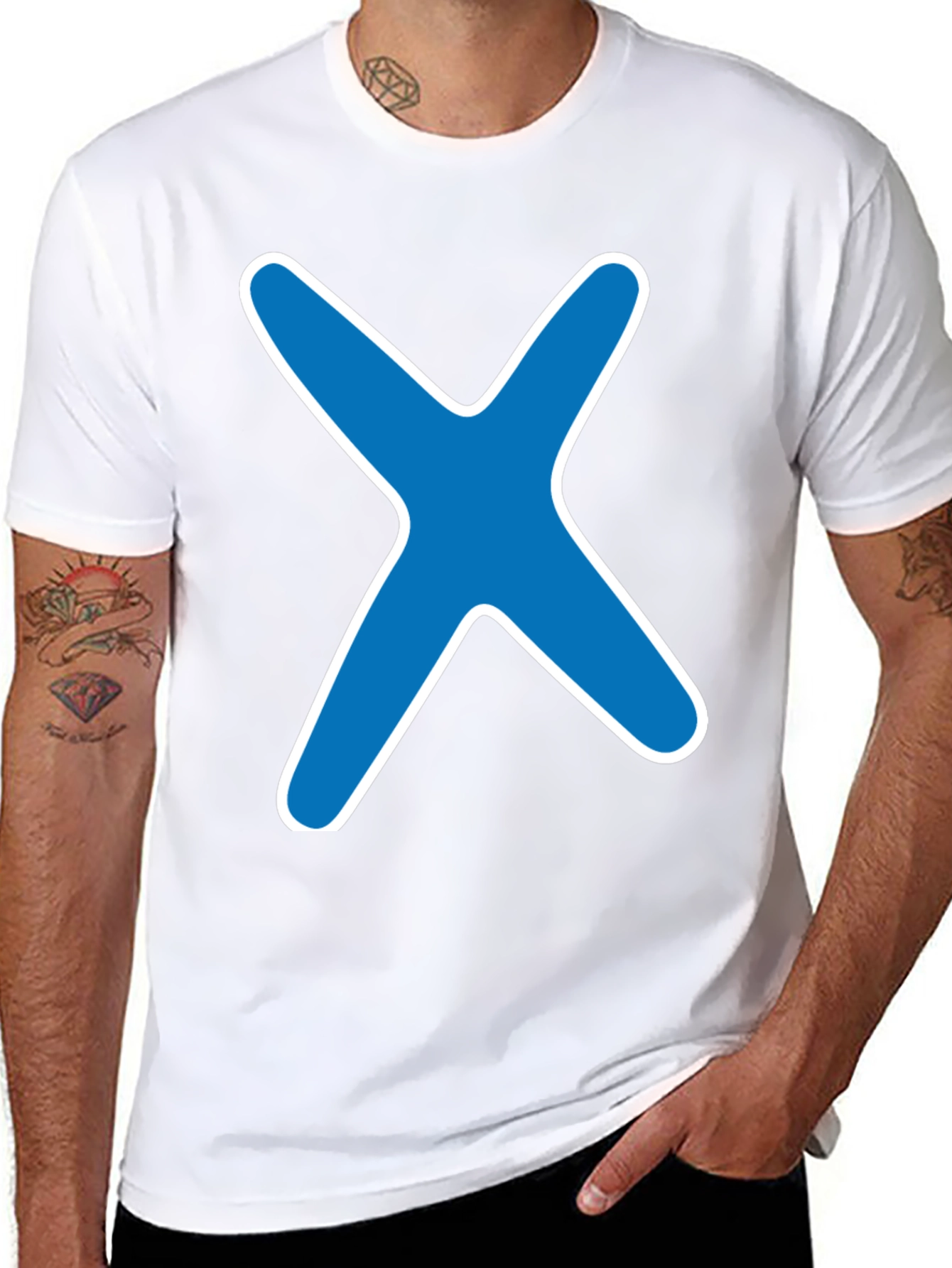 Blue X Graphic Black T-Shirt
