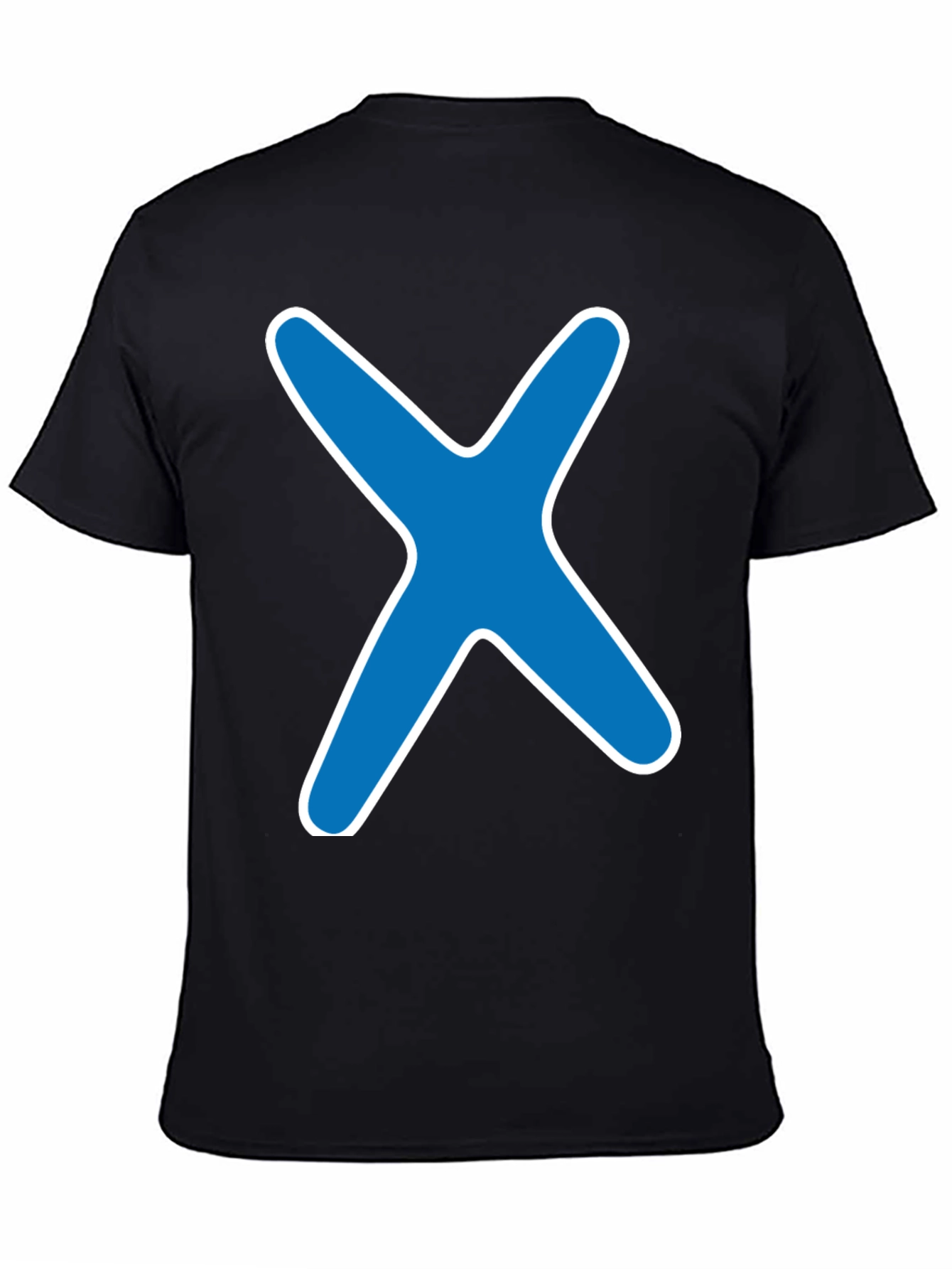 Blue X Graphic Black T-Shirt