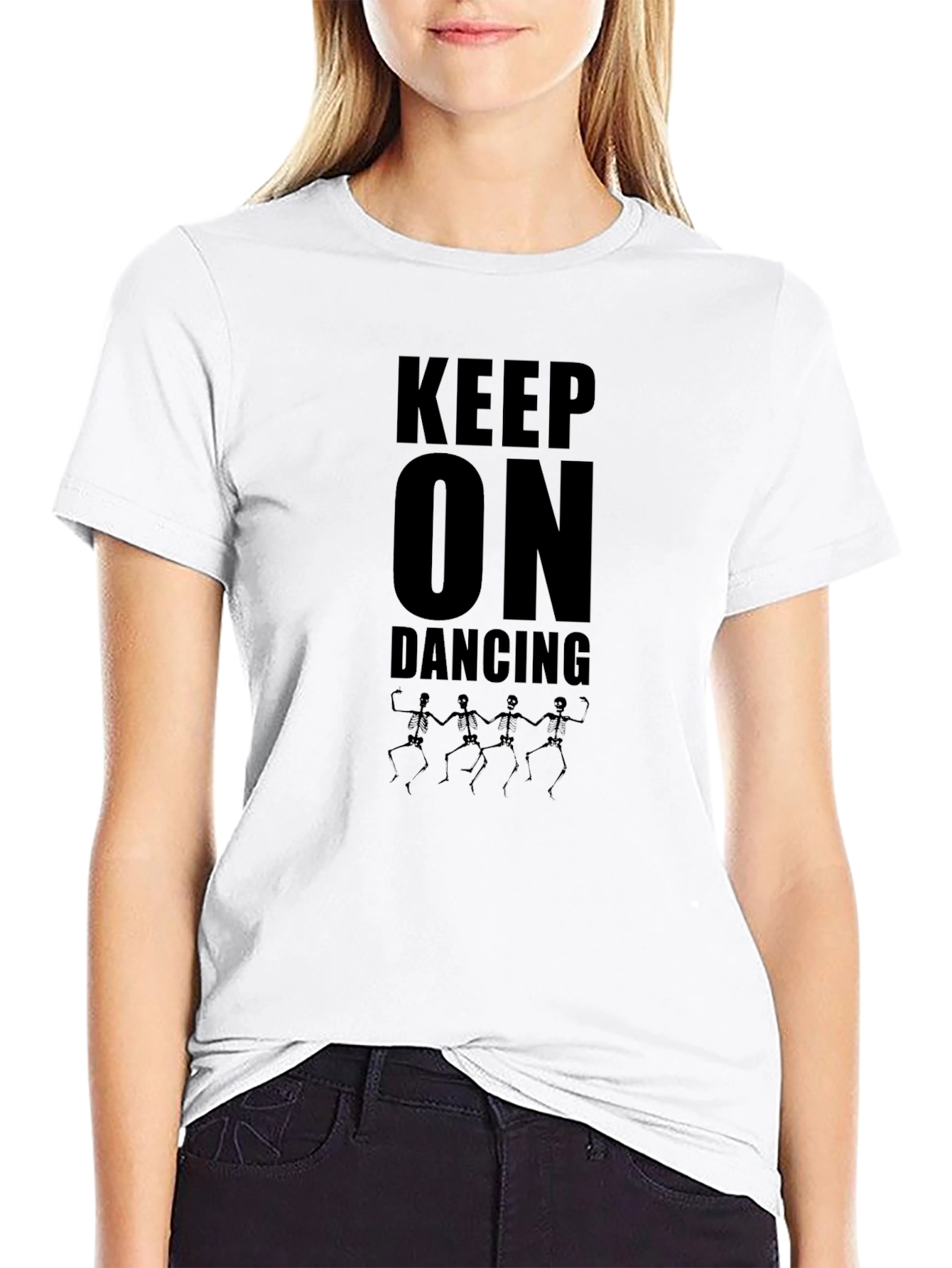 Keep On Dancing Graphic T-Shirt - Black Casual Tee
