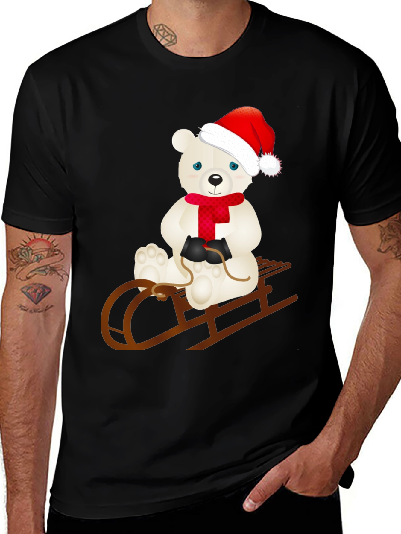 Festive Polar Bear Sledding T-Shirt