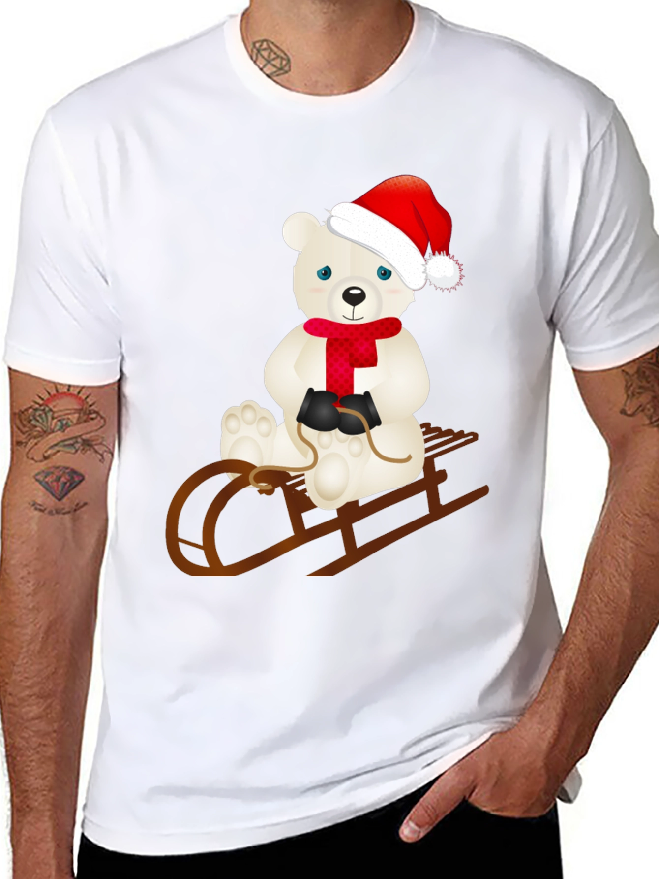 Festive Polar Bear Sledding T-Shirt