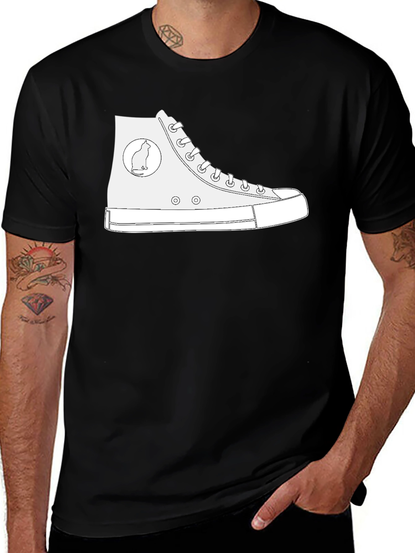 Sneaker Cat Silhouette Graphic Tee