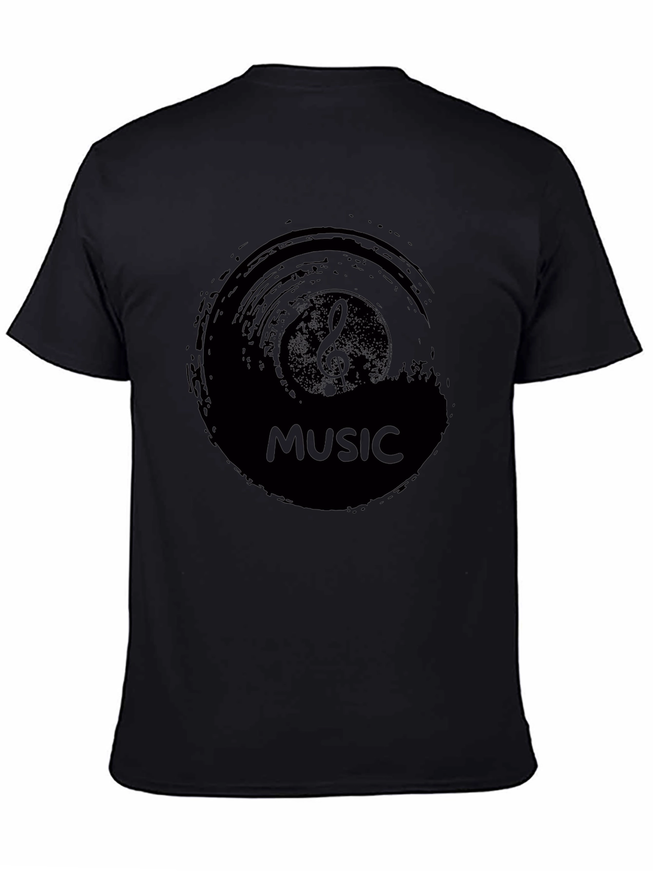 Mens Black Music Graphic T-Shirt