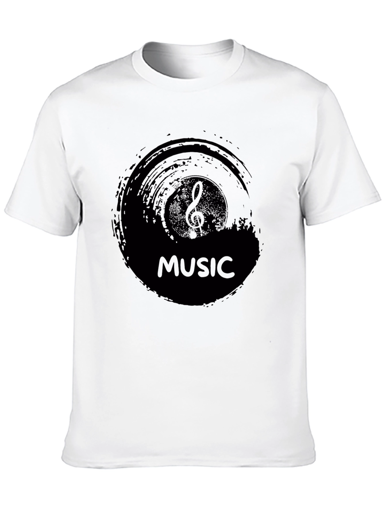 Mens Black Music Graphic T-Shirt