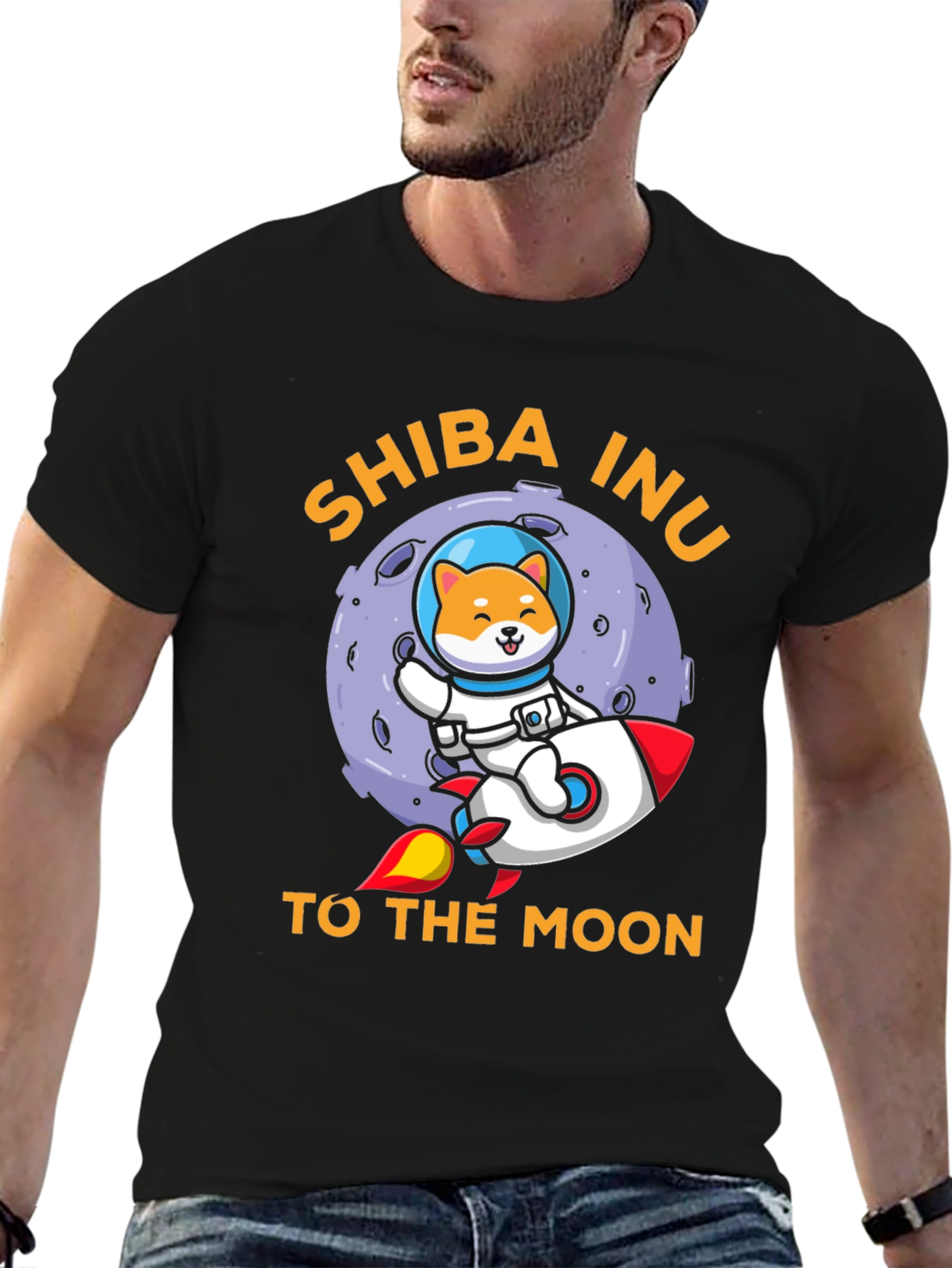 Shiba Inu To The Moon Black T-Shirt